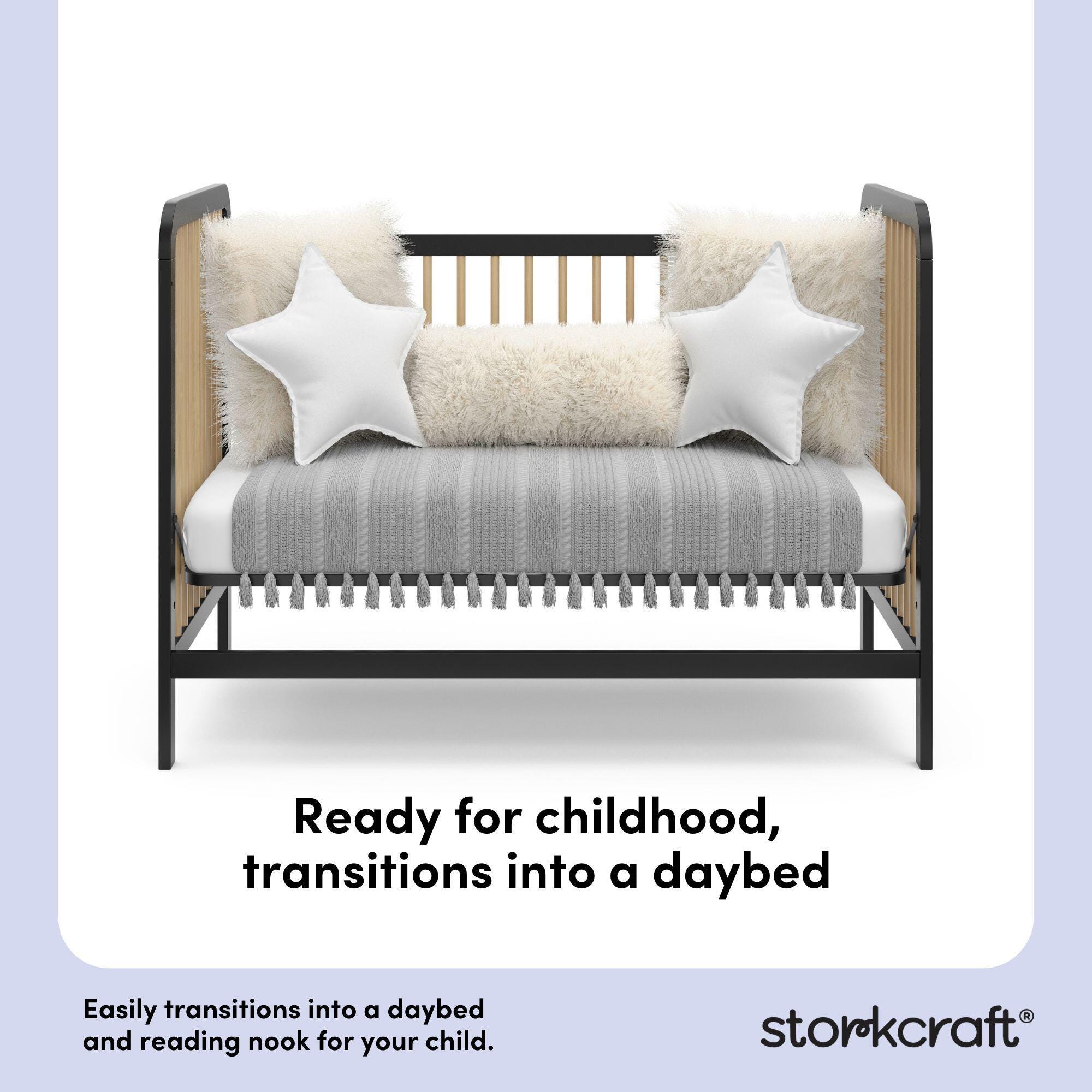 Storkcraft Pasadena 3-in-1 Convertible Crib, Black/Driftwood, large