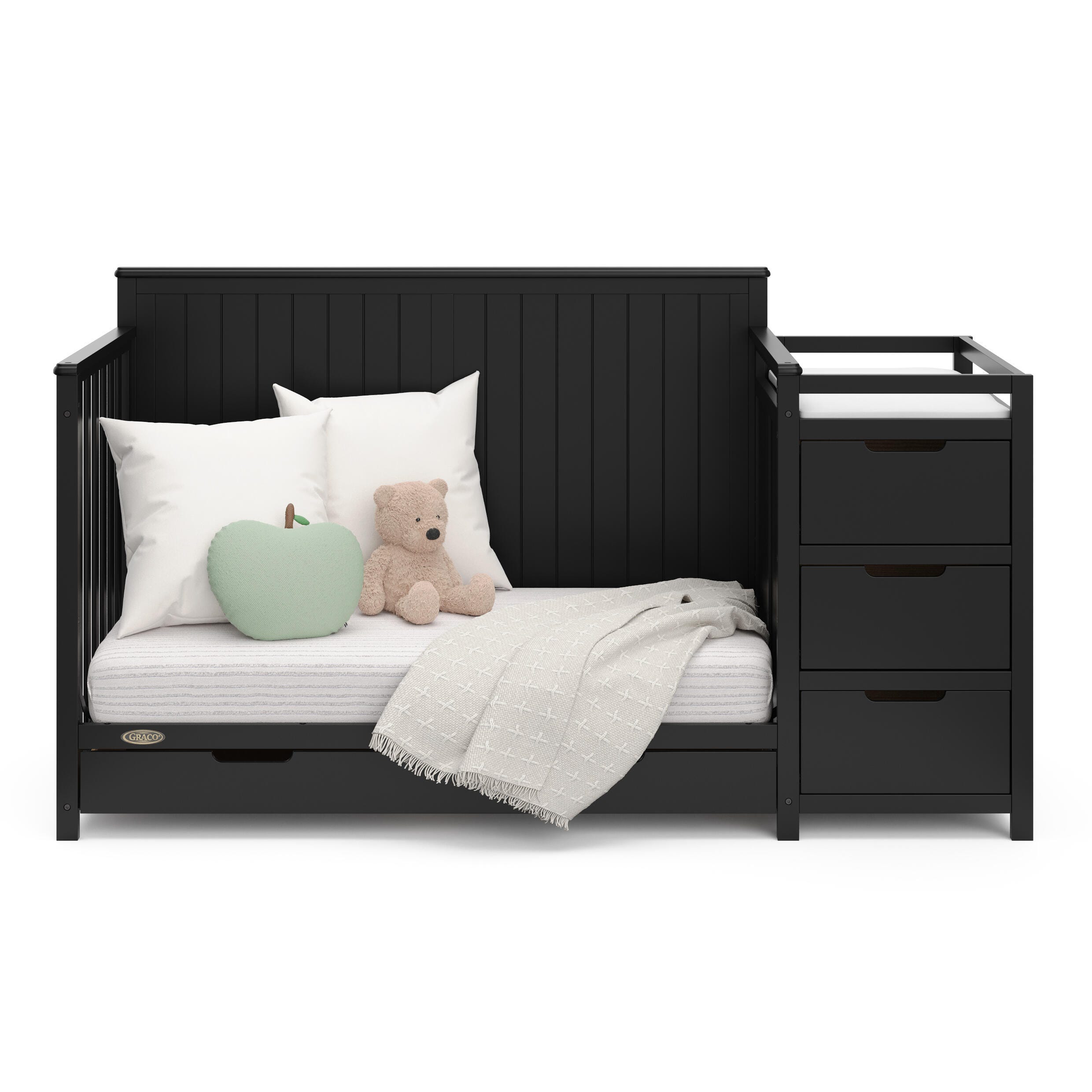 Graco Hadley 5-in-1 Convertible Crib and Changer with Drawer, Black, large