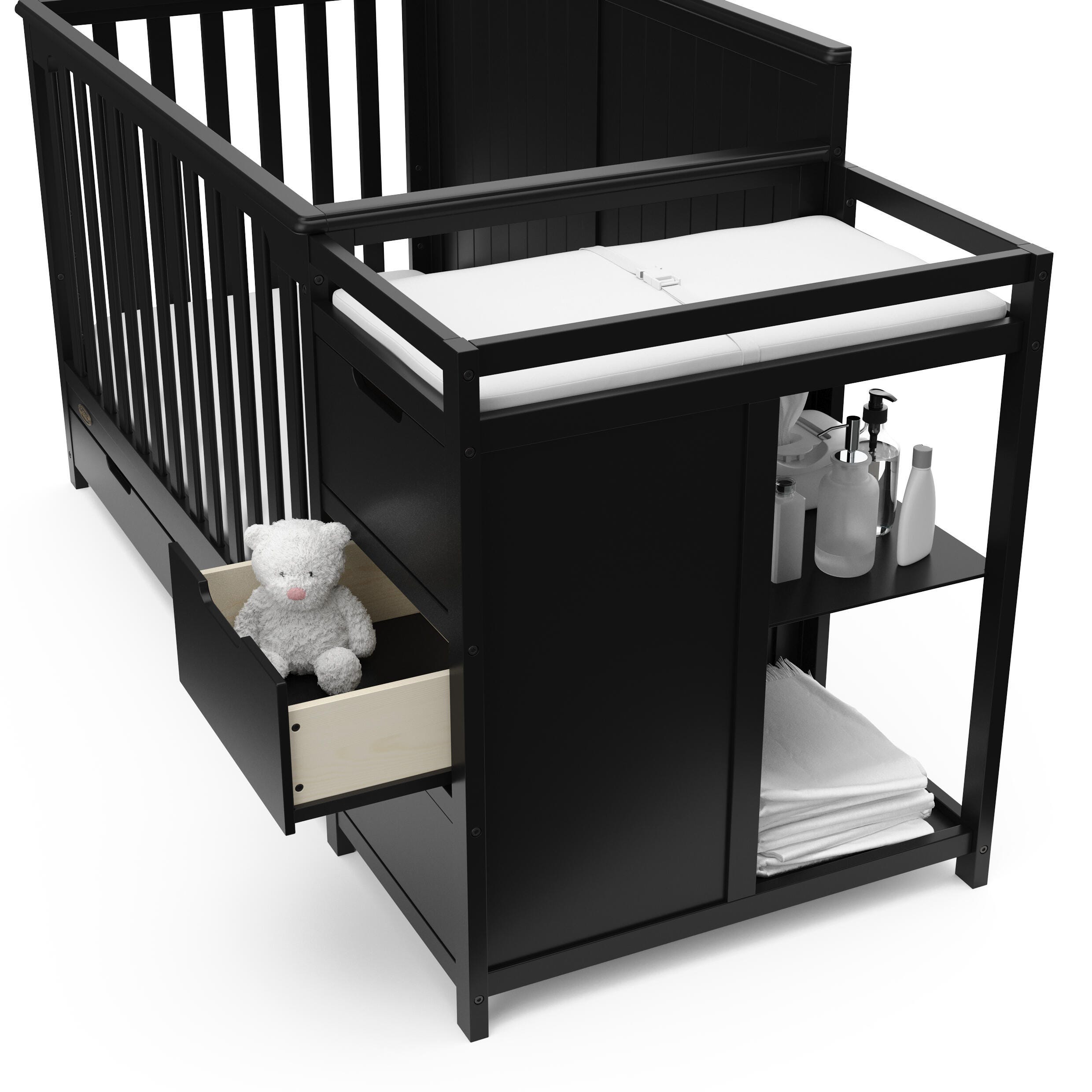 Graco Hadley 5-in-1 Convertible Crib and Changer with Drawer, Black, large