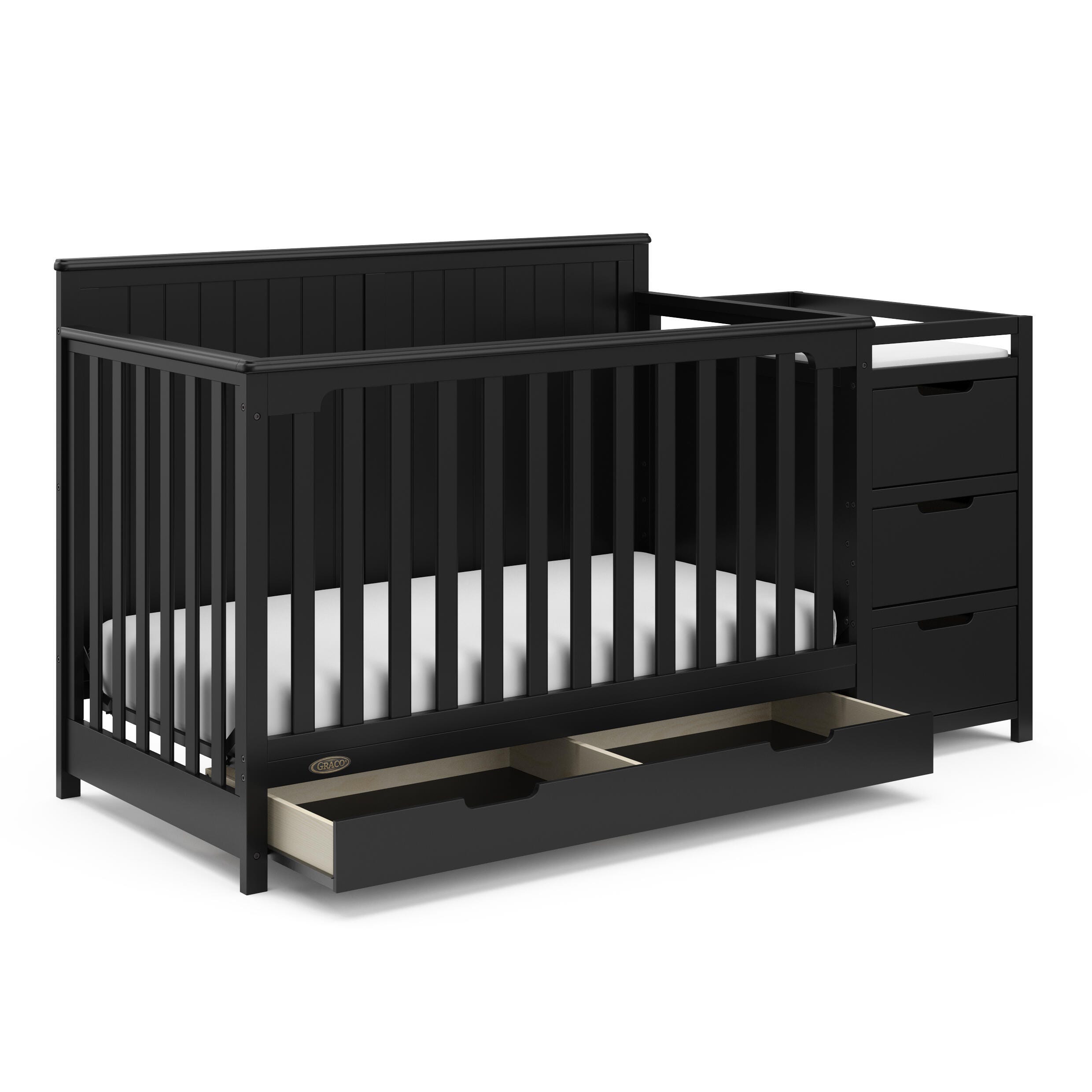 Graco Hadley 5-in-1 Convertible Crib and Changer with Drawer, Black, large
