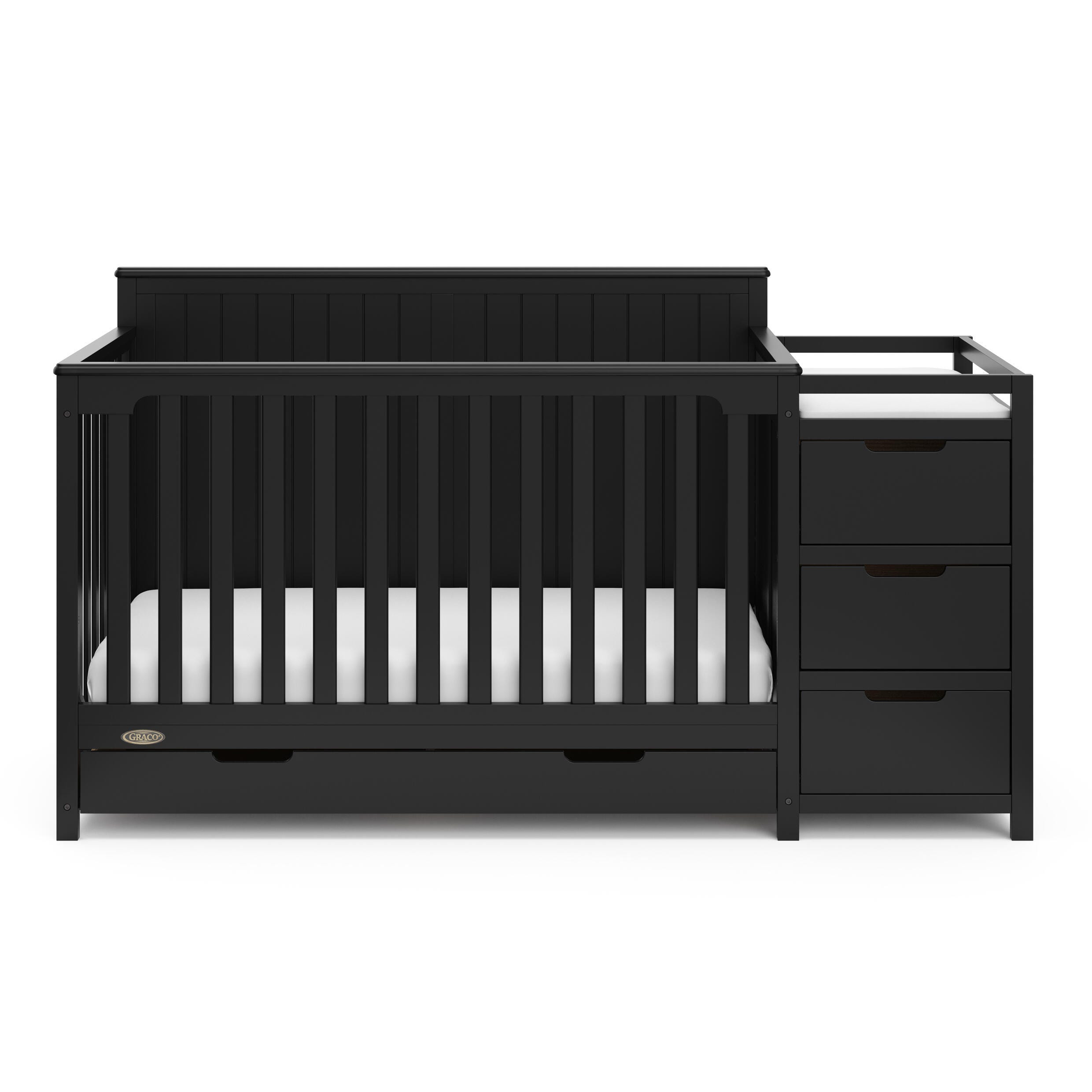 Graco Hadley 5-in-1 Convertible Crib and Changer with Drawer, Black, large