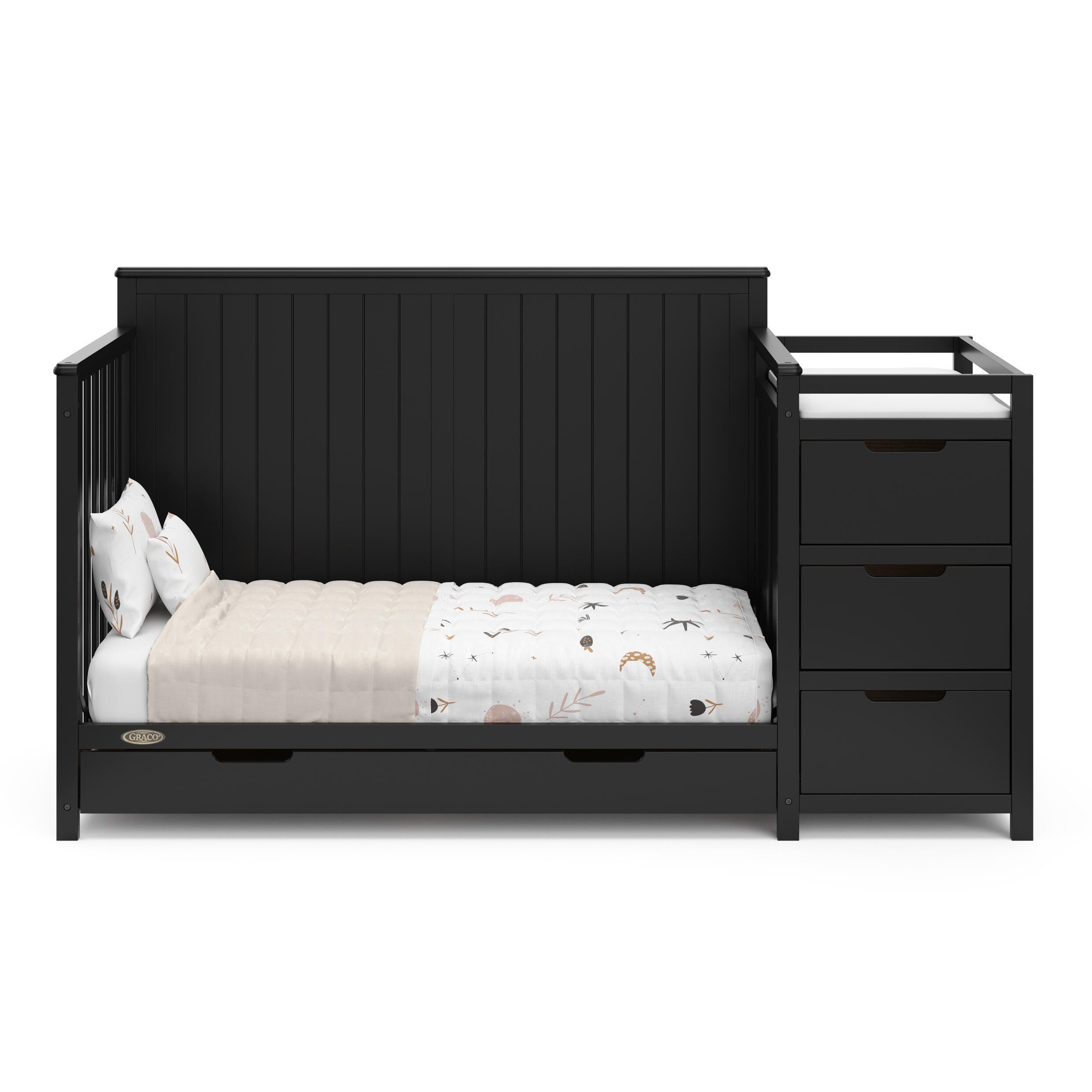 Graco Hadley 5-in-1 Convertible Crib and Changer with Drawer, Black, large
