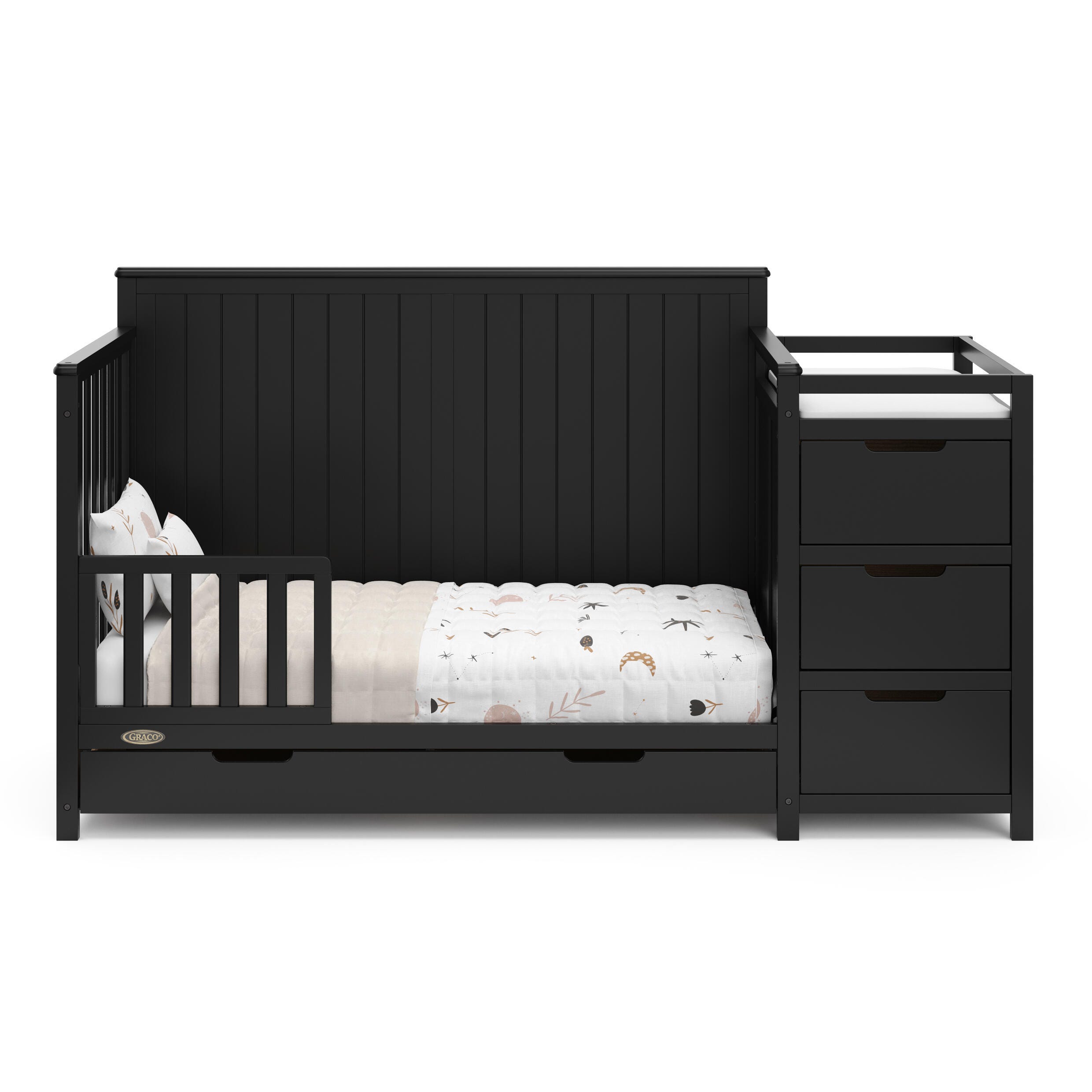Graco Hadley 5-in-1 Convertible Crib and Changer with Drawer, Black, large