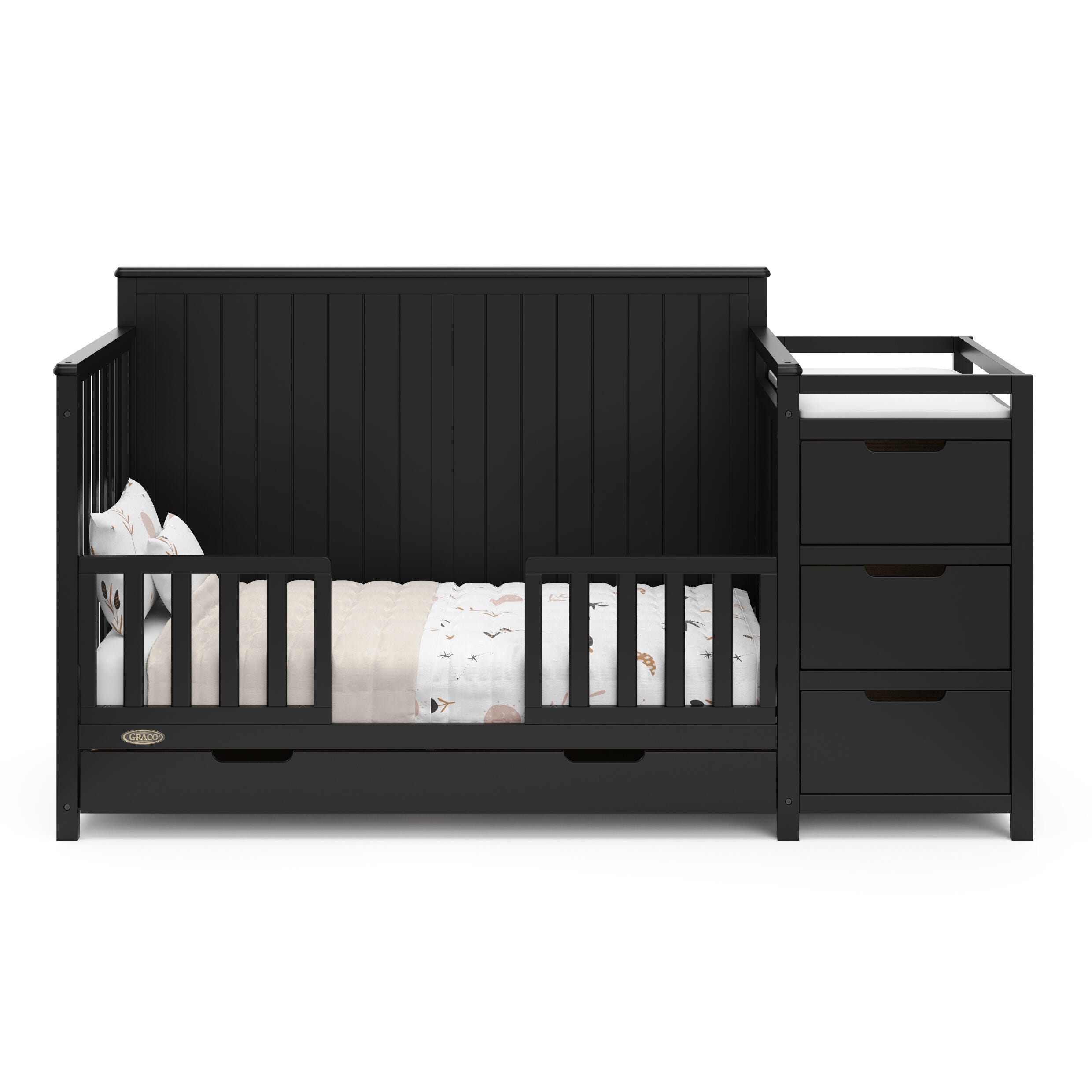Graco Hadley 5-in-1 Convertible Crib and Changer with Drawer, Black, large