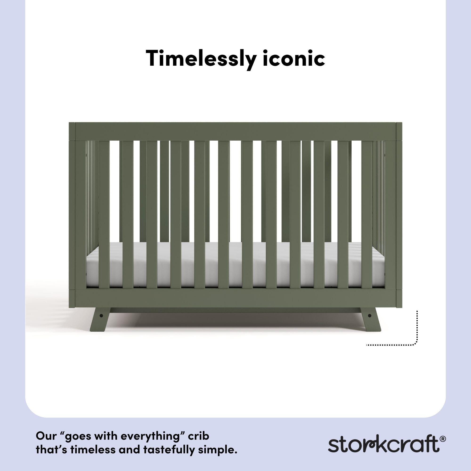 Storkcraft Beckett 3-in-1 Convertible Crib, Olive, large