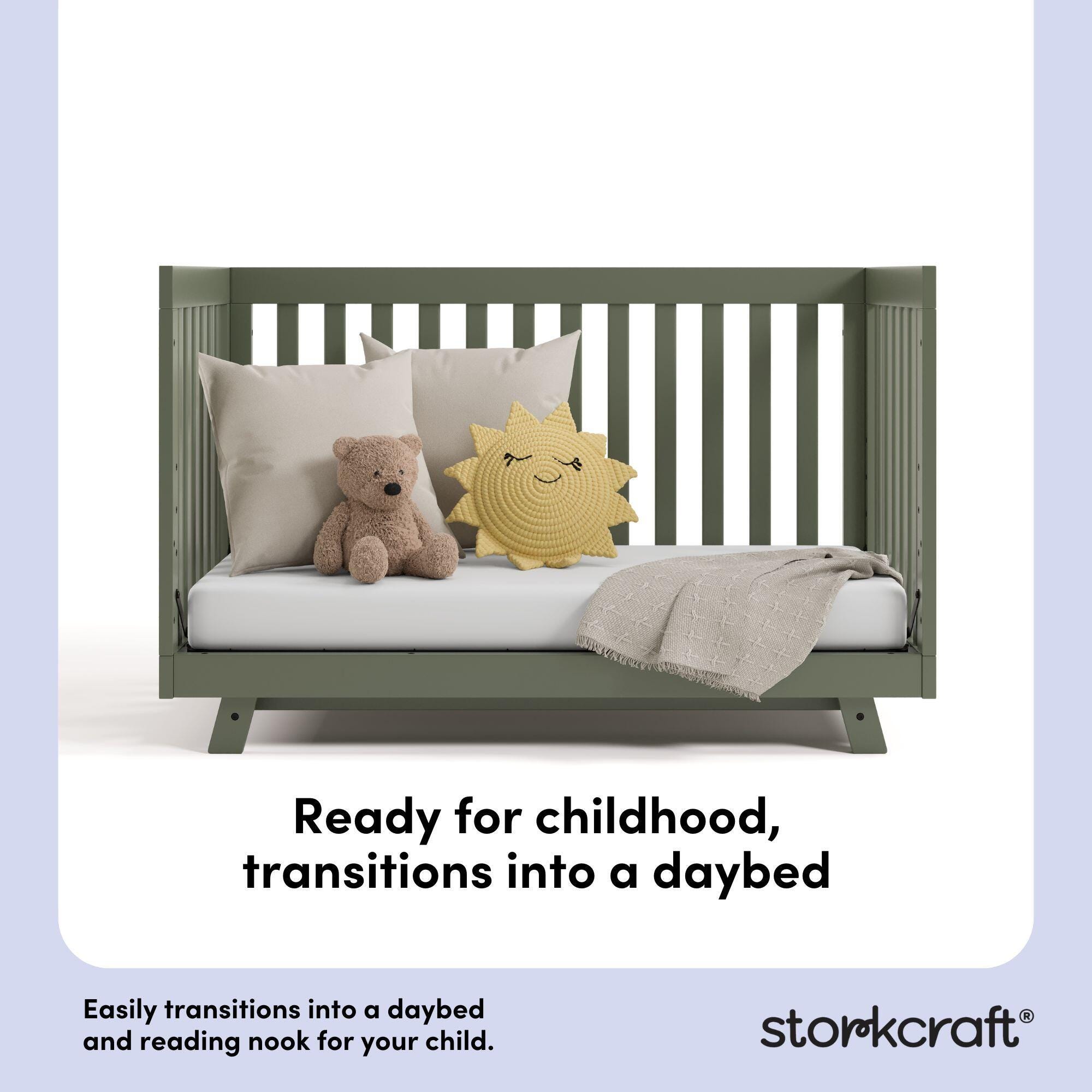 Storkcraft Beckett 3-in-1 Convertible Crib, Olive, large