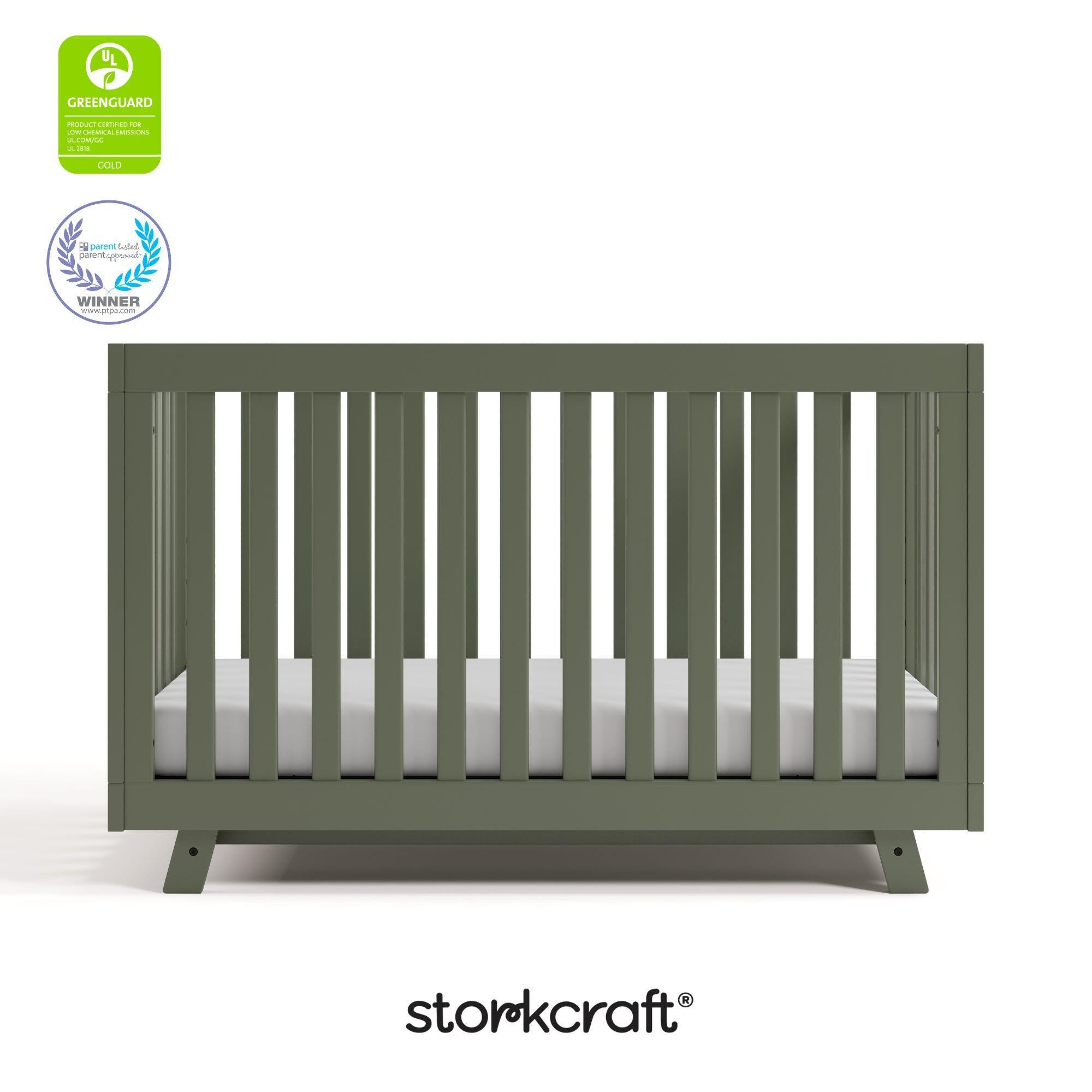 Storkcraft Beckett 3-in-1 Convertible Crib, Olive, large