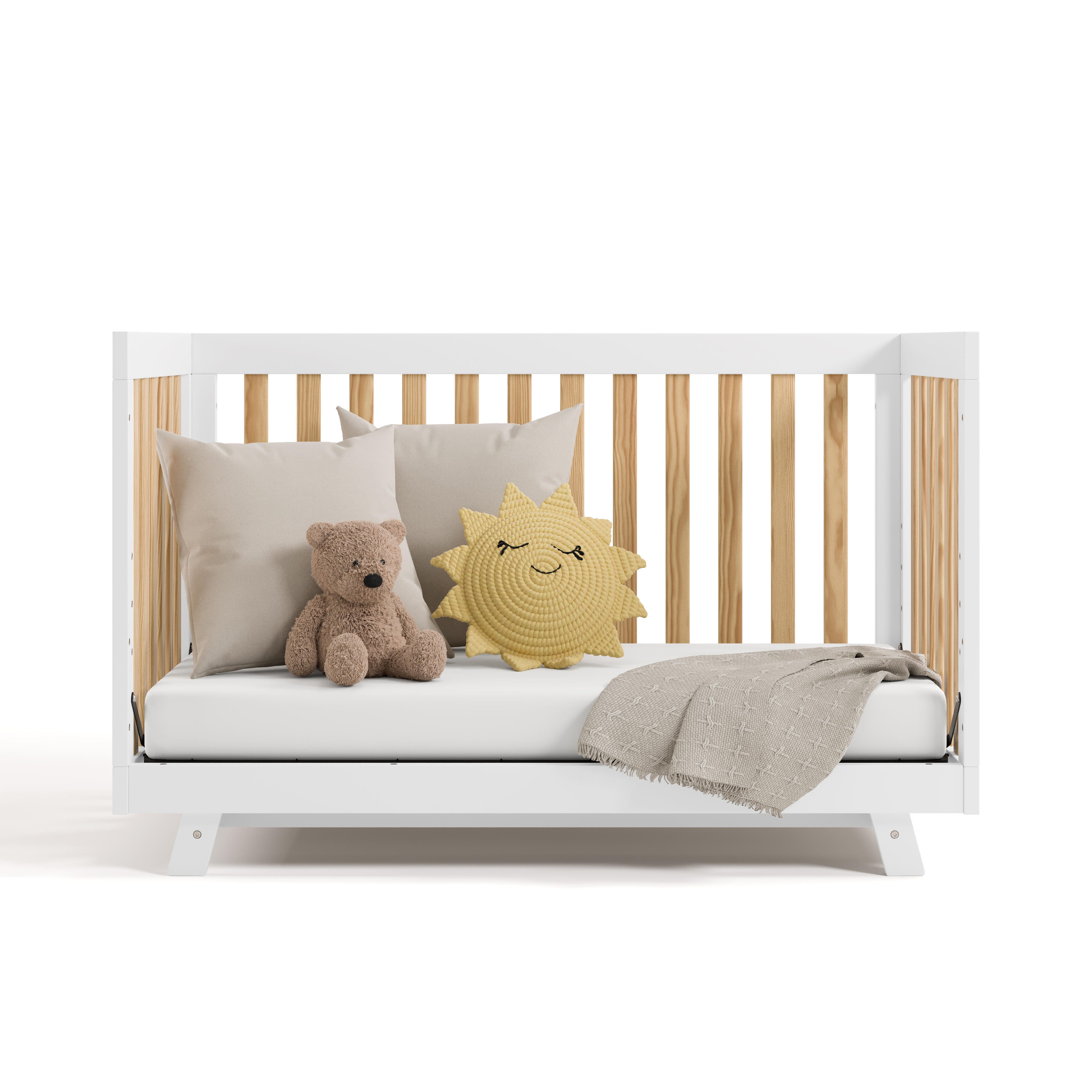 Storkcraft Beckett 3-in-1 Convertible Crib, White/Natural, large