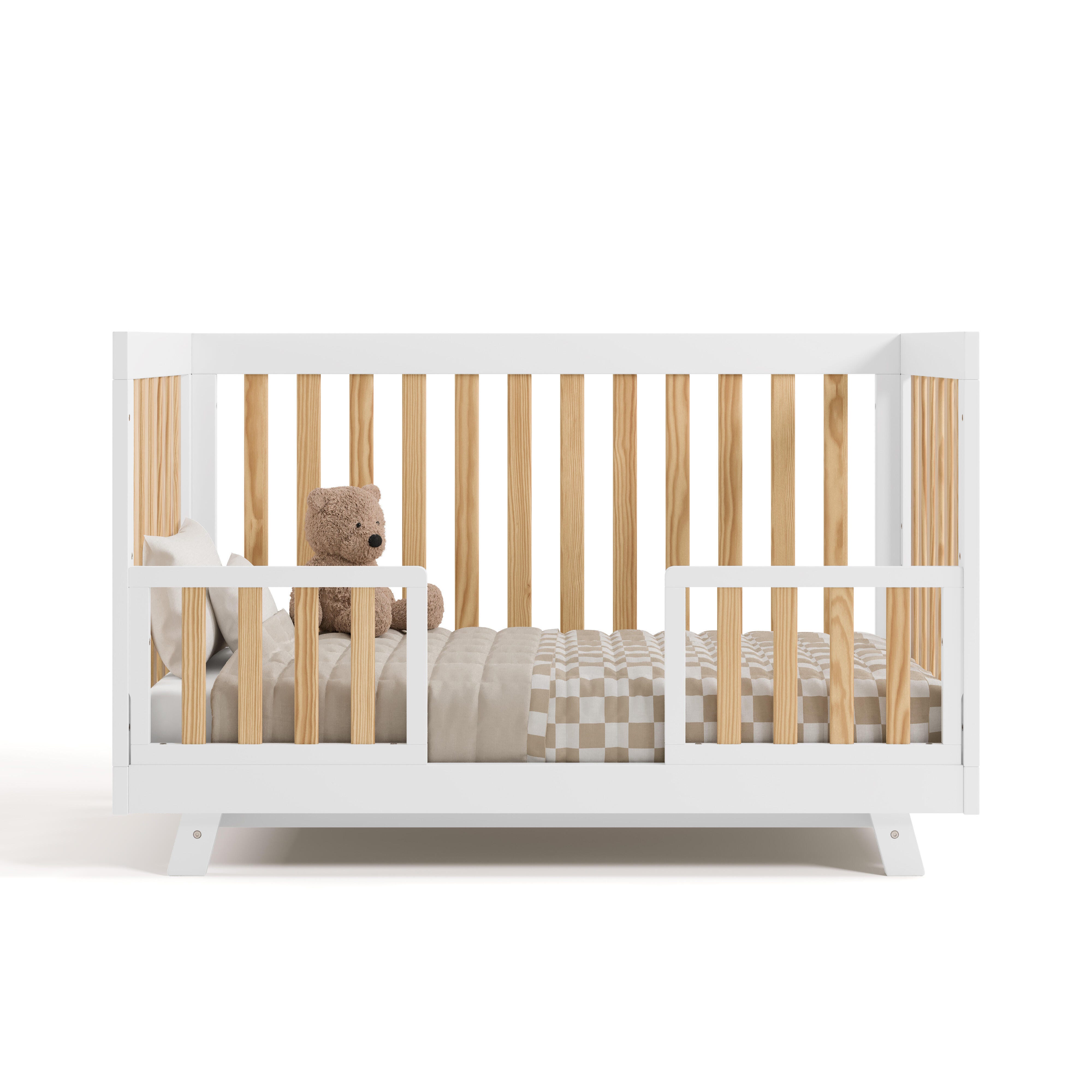 Storkcraft Beckett 3-in-1 Convertible Crib, White/Natural, large