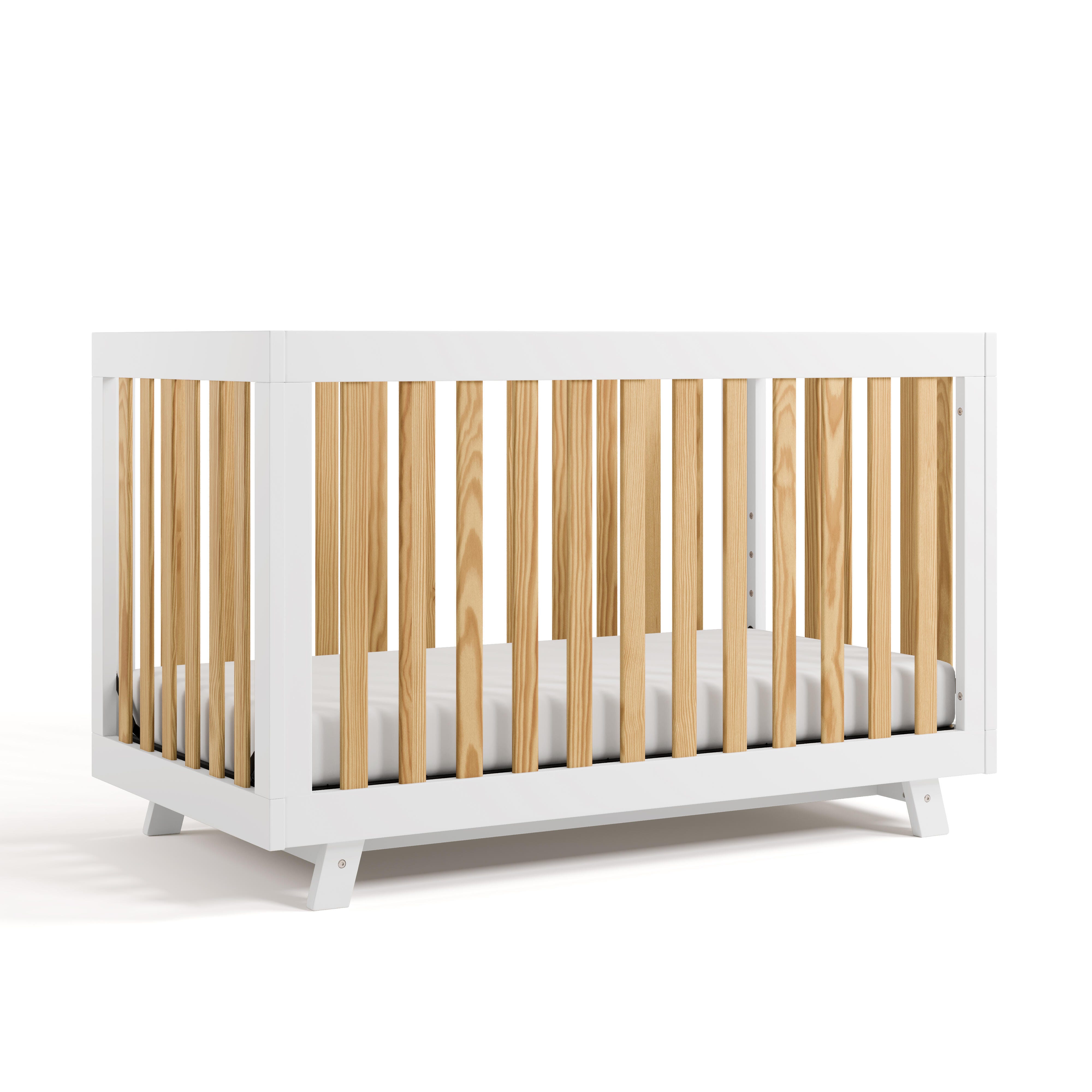 Storkcraft Beckett 3-in-1 Convertible Crib, White/Natural, large