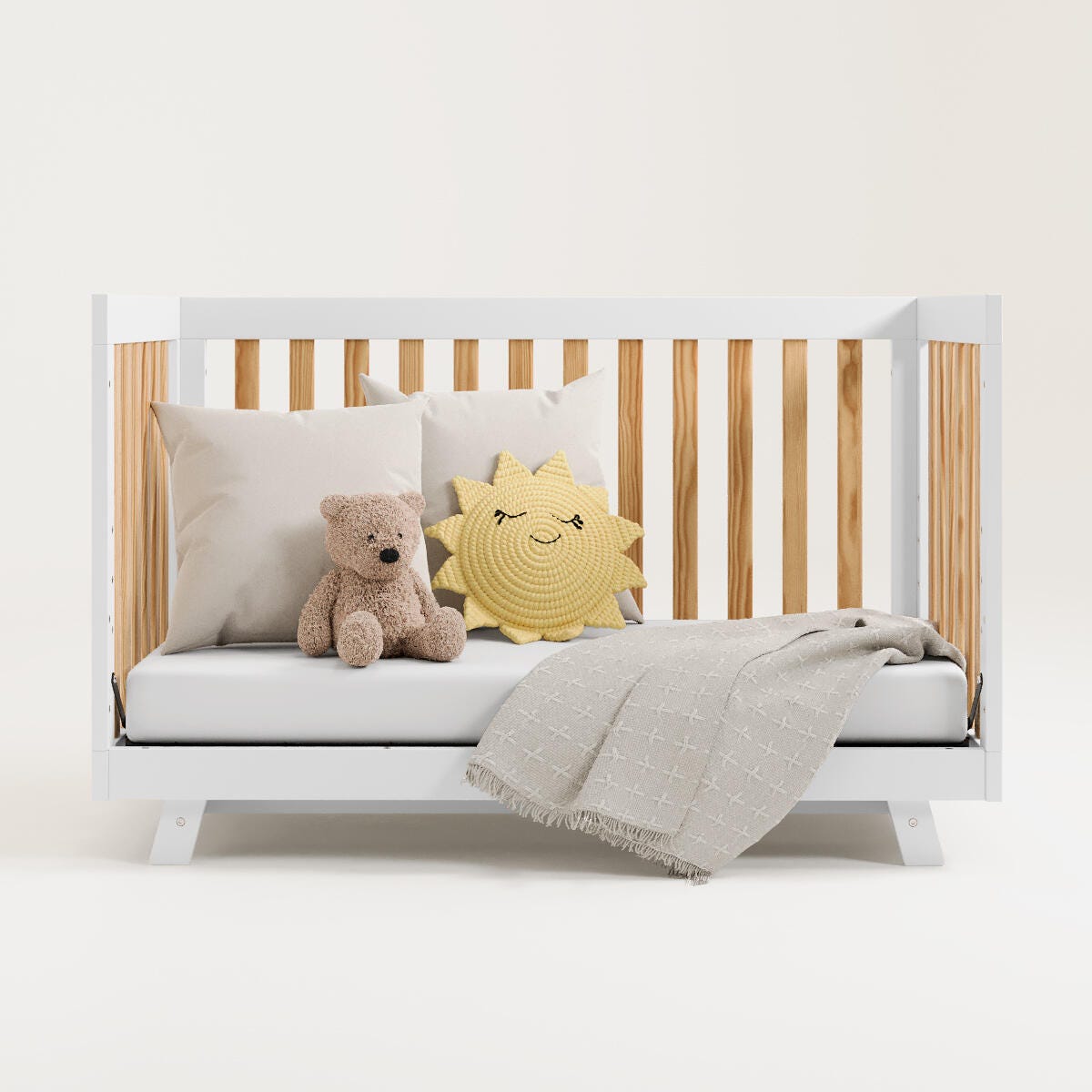 Storkcraft Beckett 3-in-1 Convertible Crib, White/Natural, large