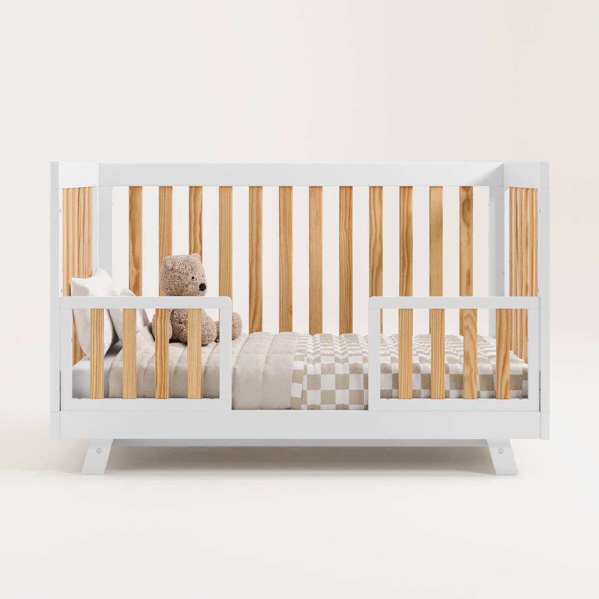 Storkcraft Beckett 3-in-1 Convertible Crib, White/Natural, large