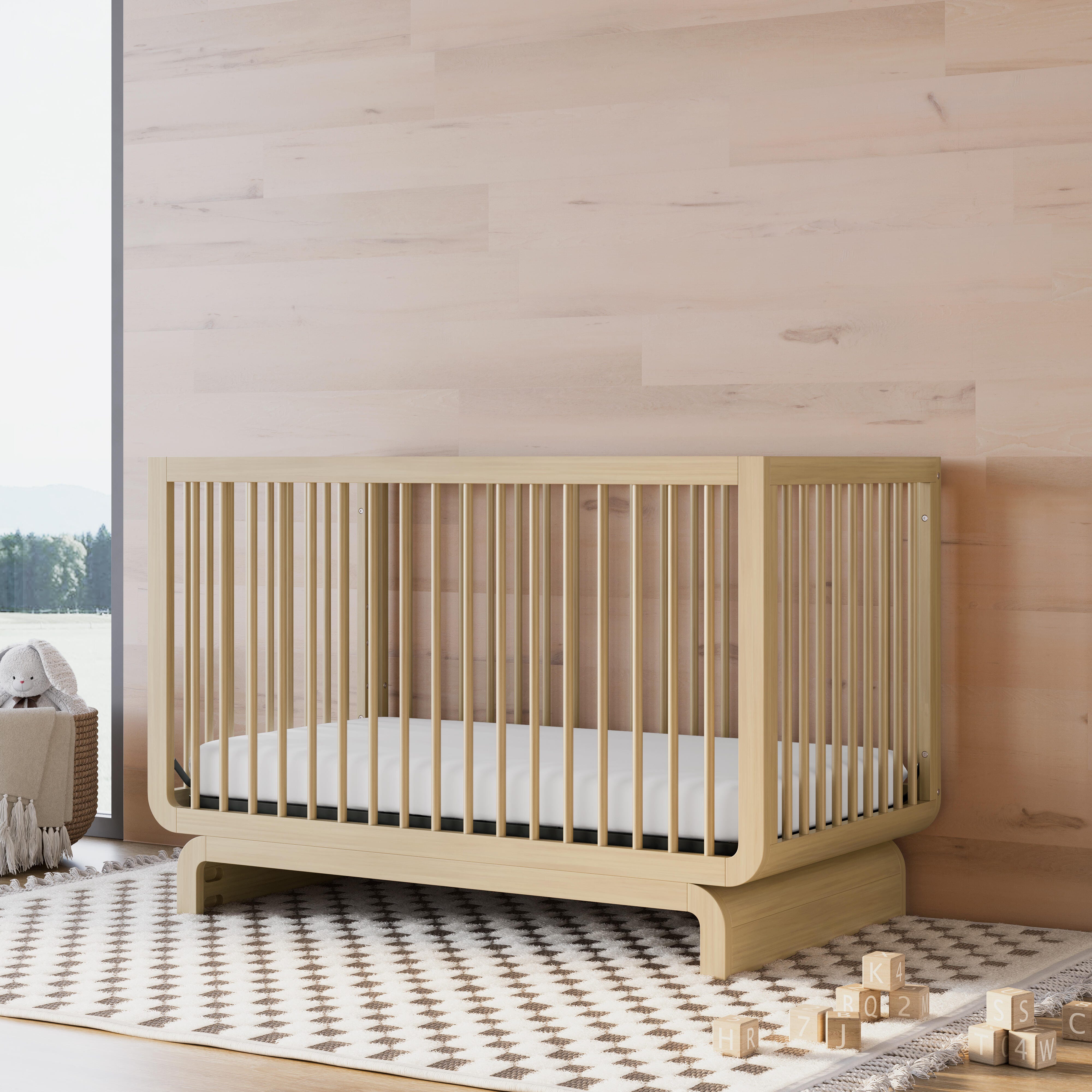 Storkcraft Santorini 5-in-1 Convertible Crib with Guardrail, Driftwood, large