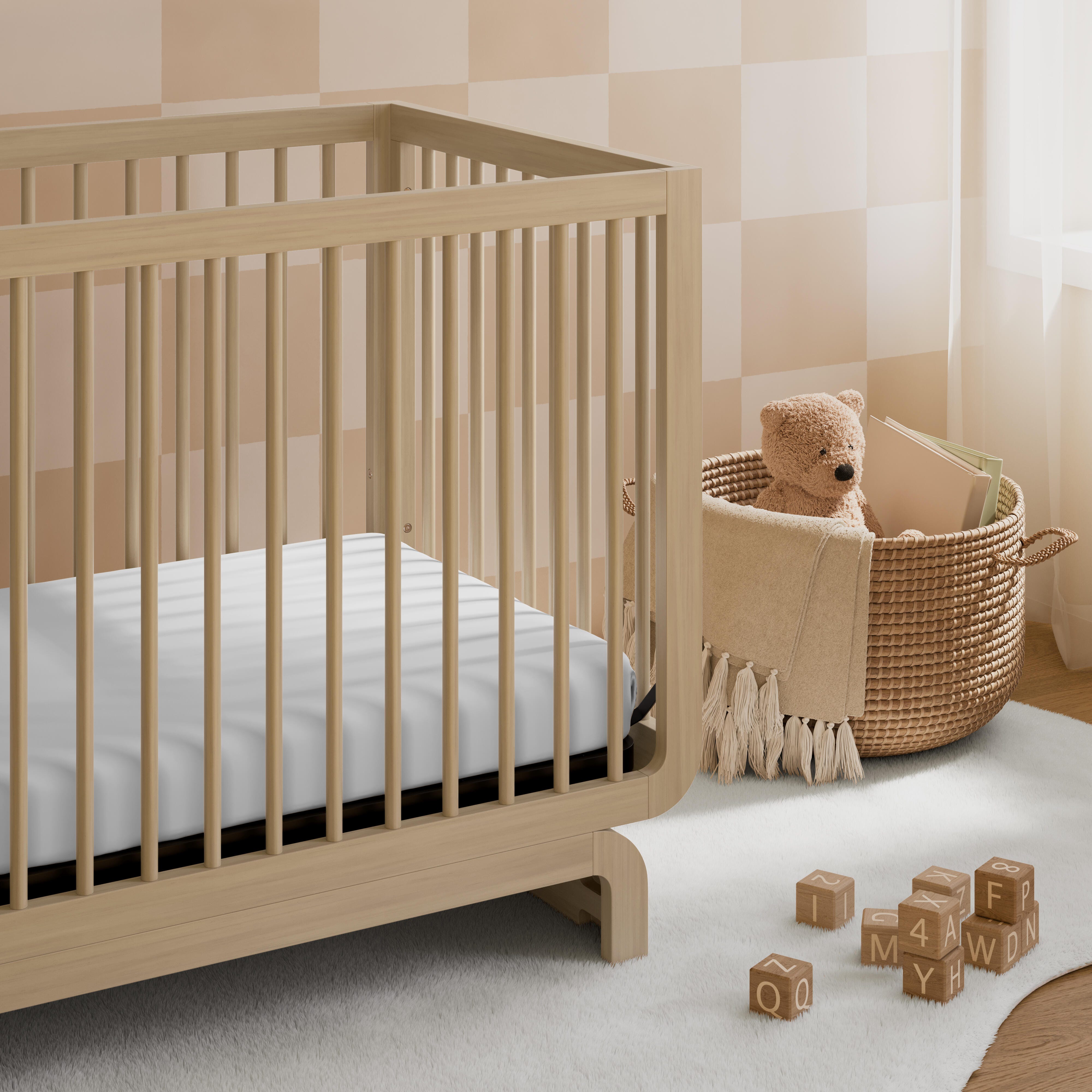 Storkcraft Santorini 5-in-1 Convertible Crib with Guardrail, Driftwood, large