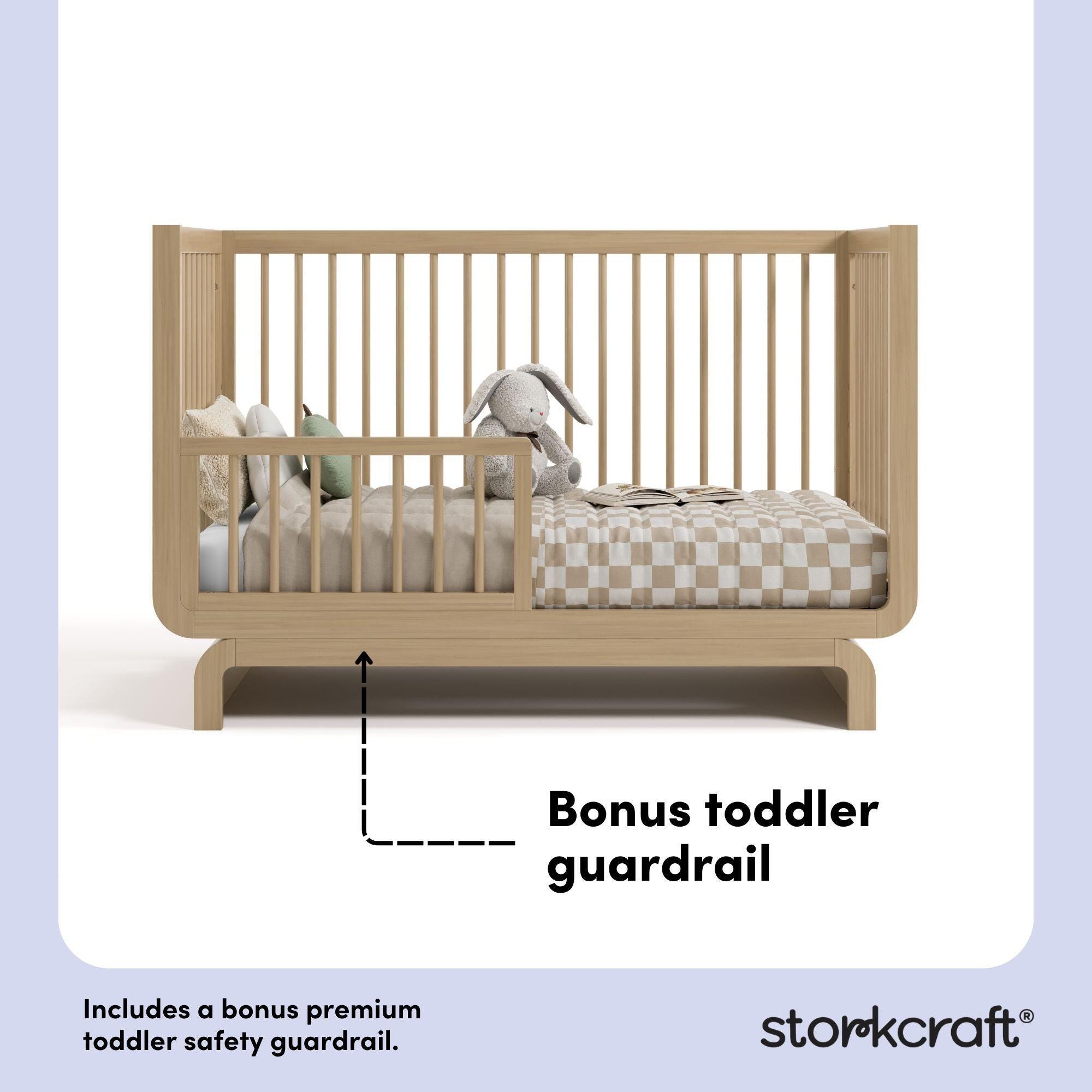Storkcraft Santorini 5-in-1 Convertible Crib with Guardrail, Driftwood, large