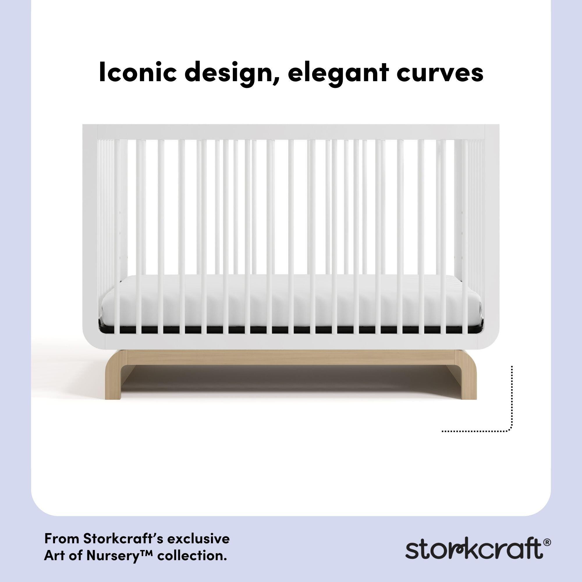 Storkcraft Santorini 5-in-1 Convertible Crib with Guardrail, White/Driftwood, large