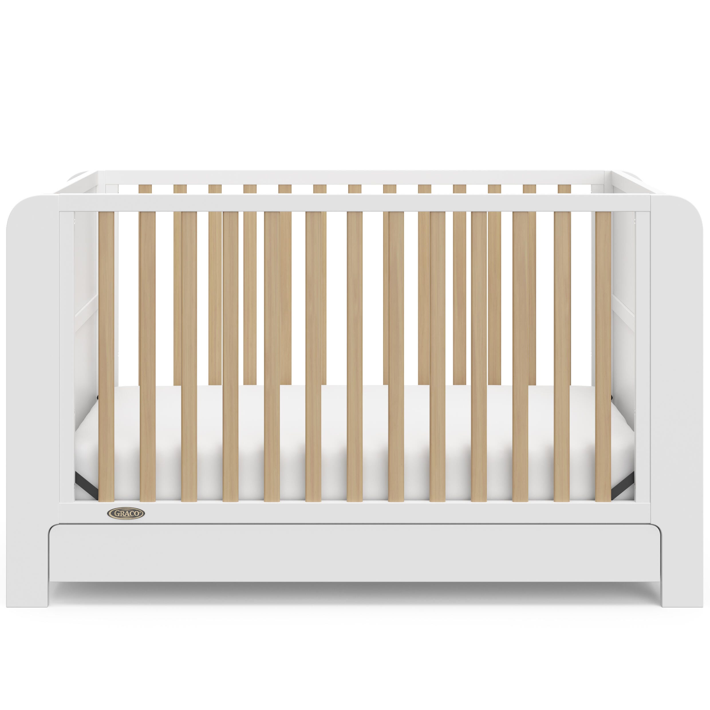 Graco Read-with-Me 4-in-1 Convertible Crib with Drawer, White/Driftwood, large
