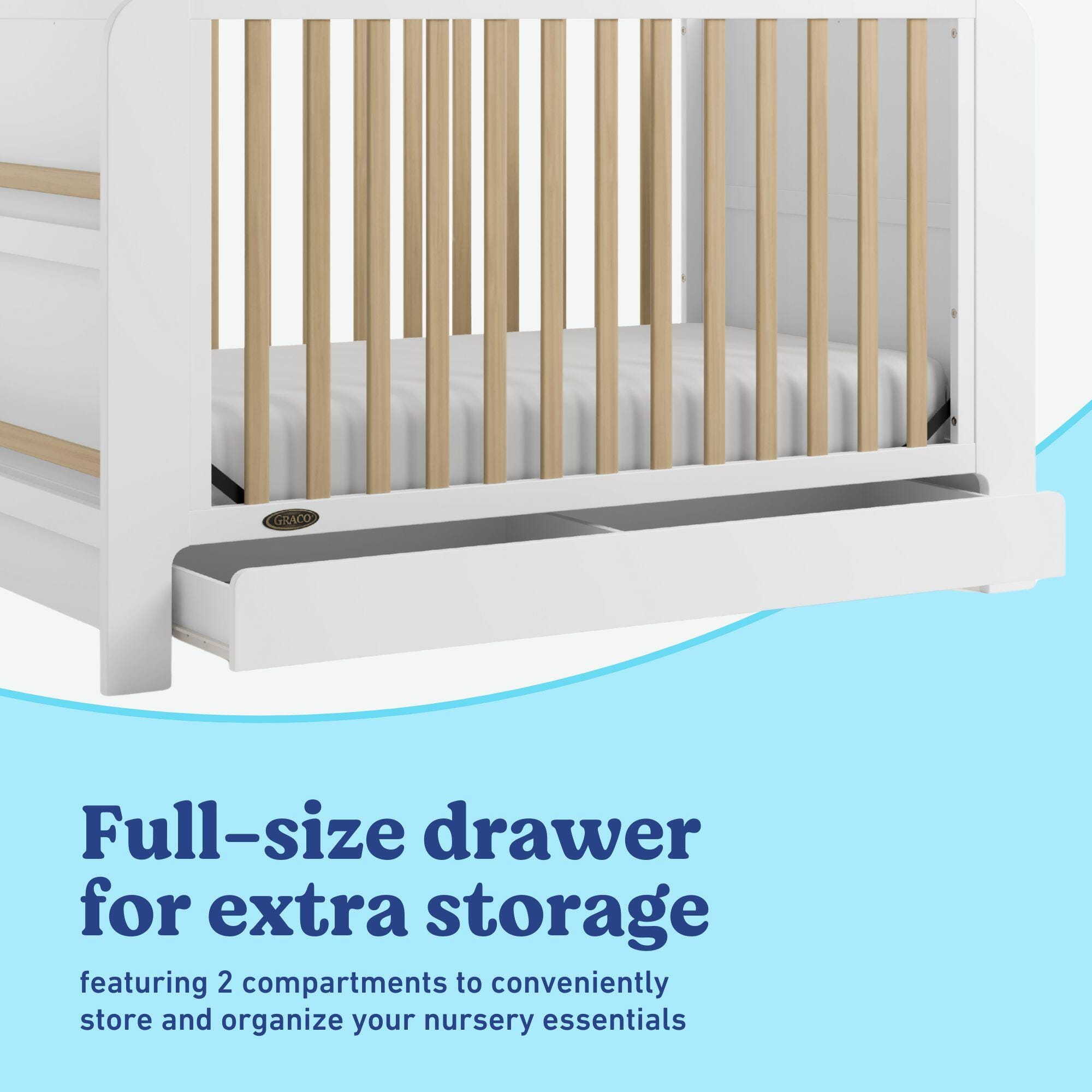Graco Read-with-Me 4-in-1 Convertible Crib with Drawer, White/Driftwood, large