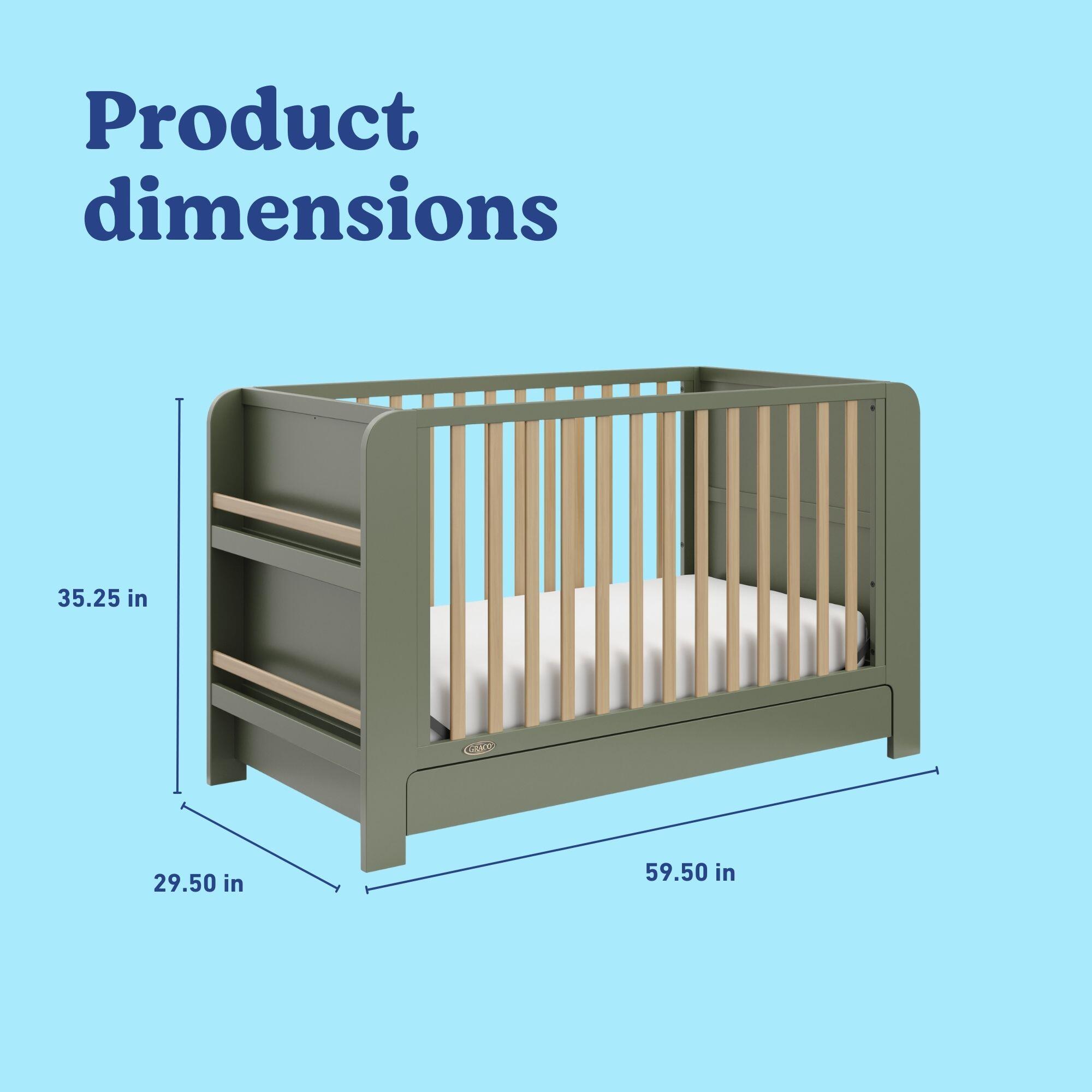 Graco Read-with-Me 4-in-1 Convertible Crib with Drawer, Olive/Driftwood, large