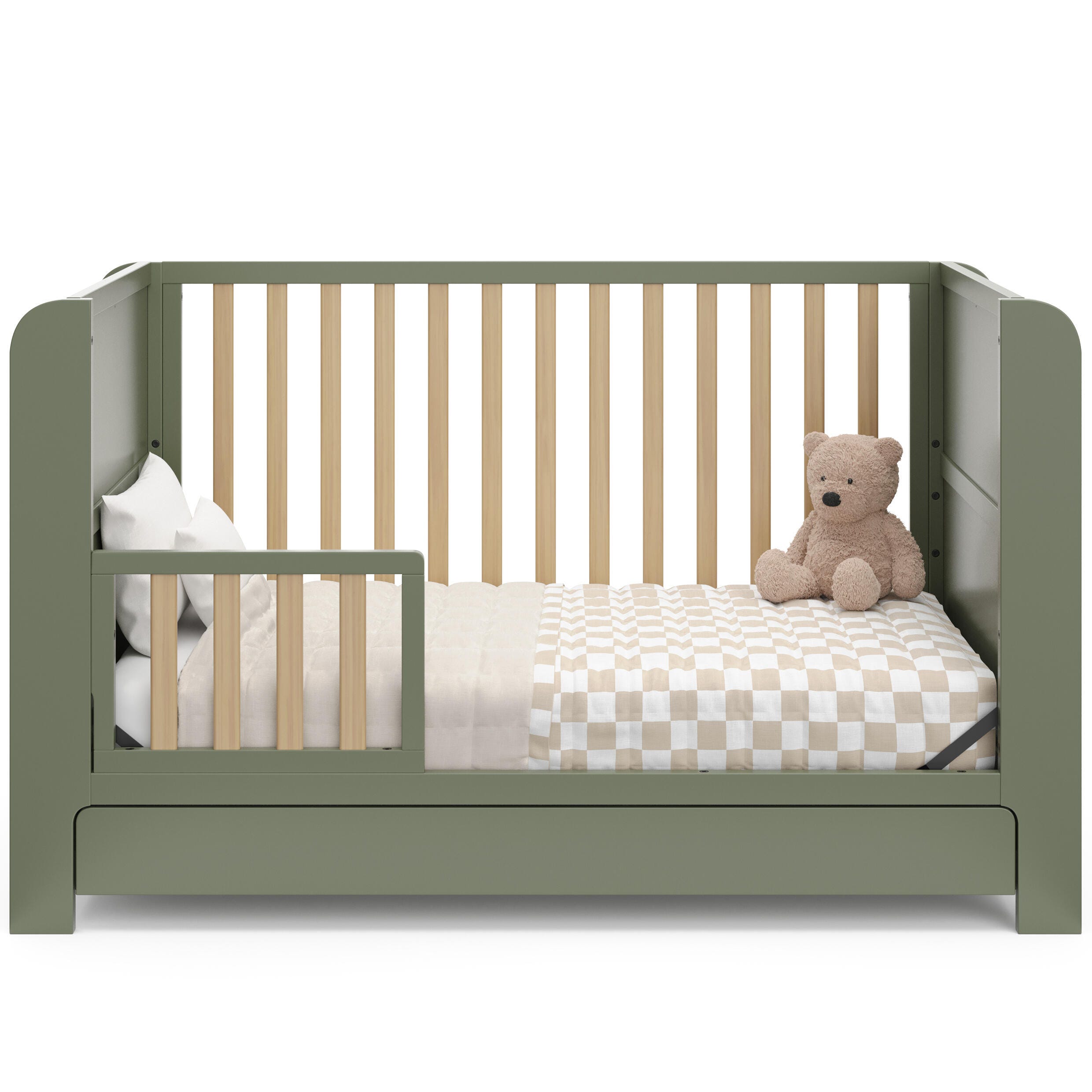 Graco Read-with-Me 4-in-1 Convertible Crib with Drawer, Olive/Driftwood, large
