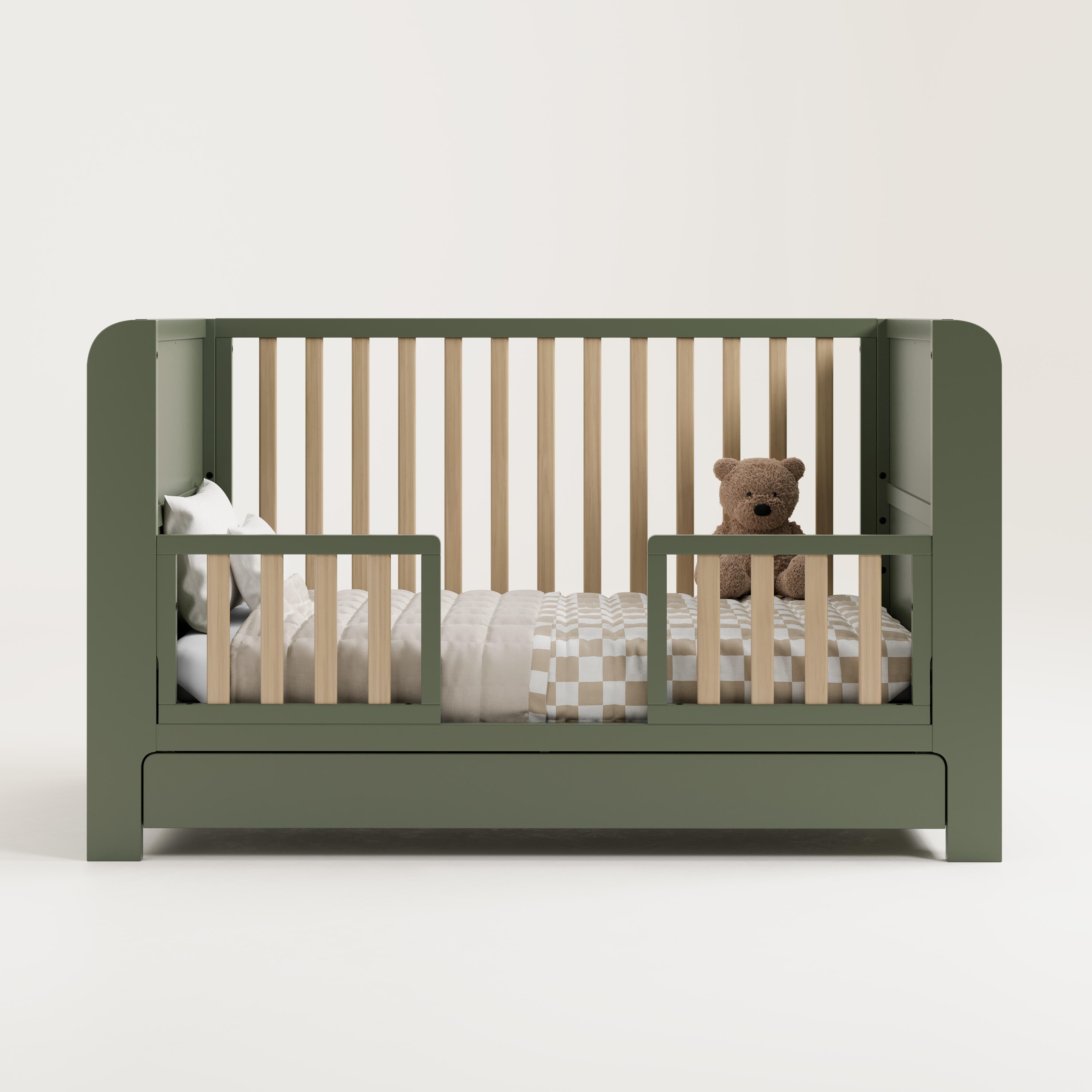 Graco Read-with-Me 4-in-1 Convertible Crib with Drawer, Olive/Driftwood, large