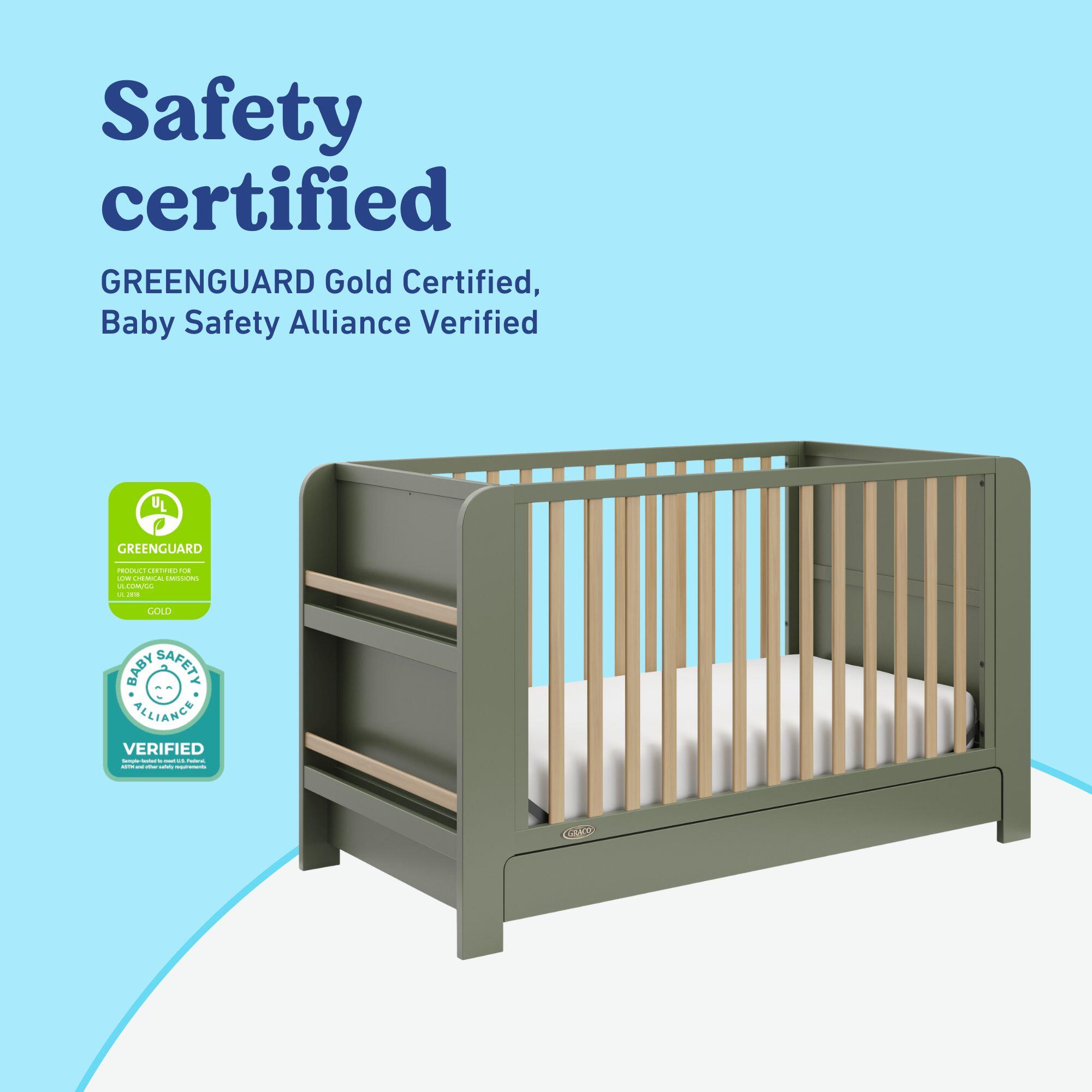 Graco Read-with-Me 4-in-1 Convertible Crib with Drawer, Olive/Driftwood, large
