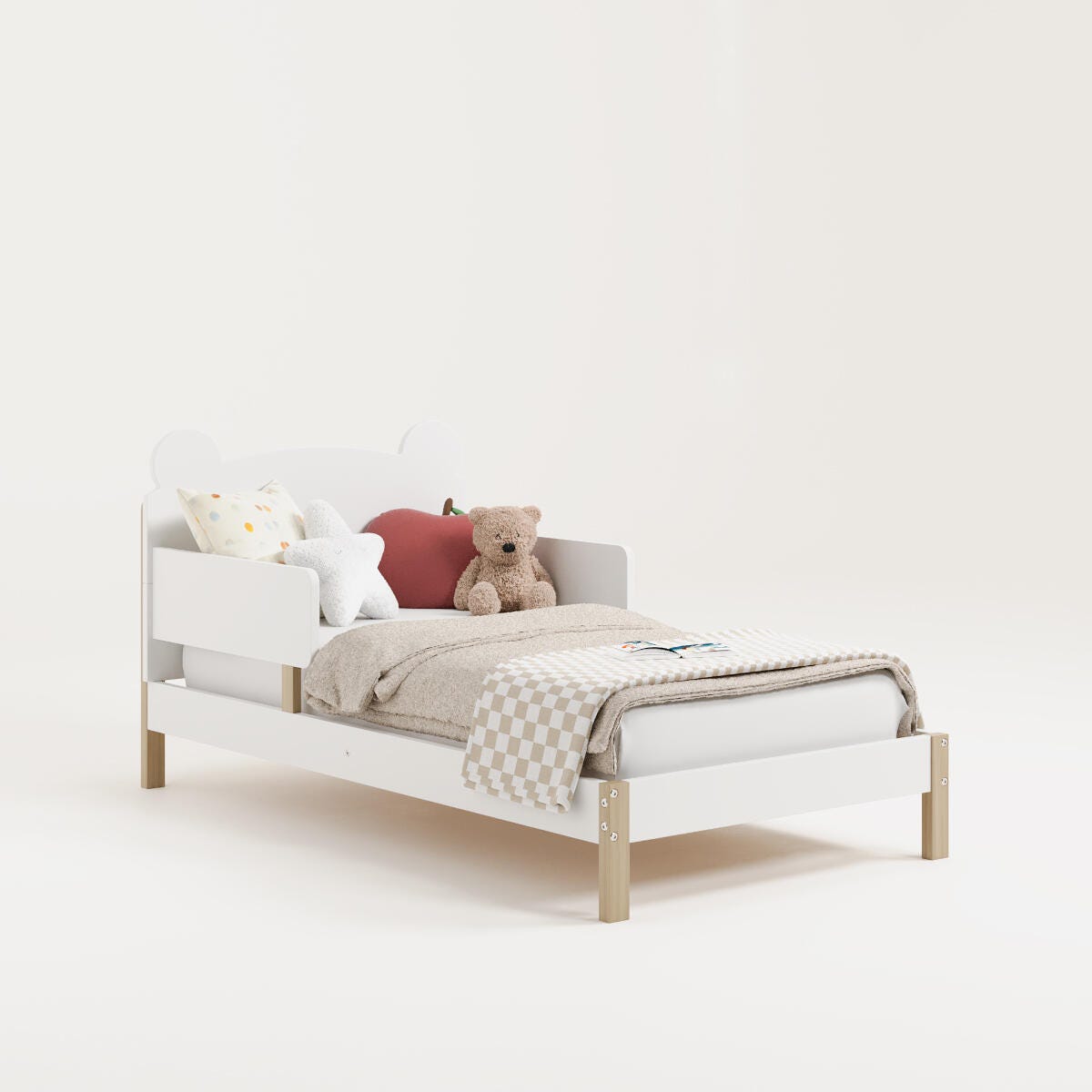 Storkcraft Teddy Bear Toddler Bed, White/Driftwood, large