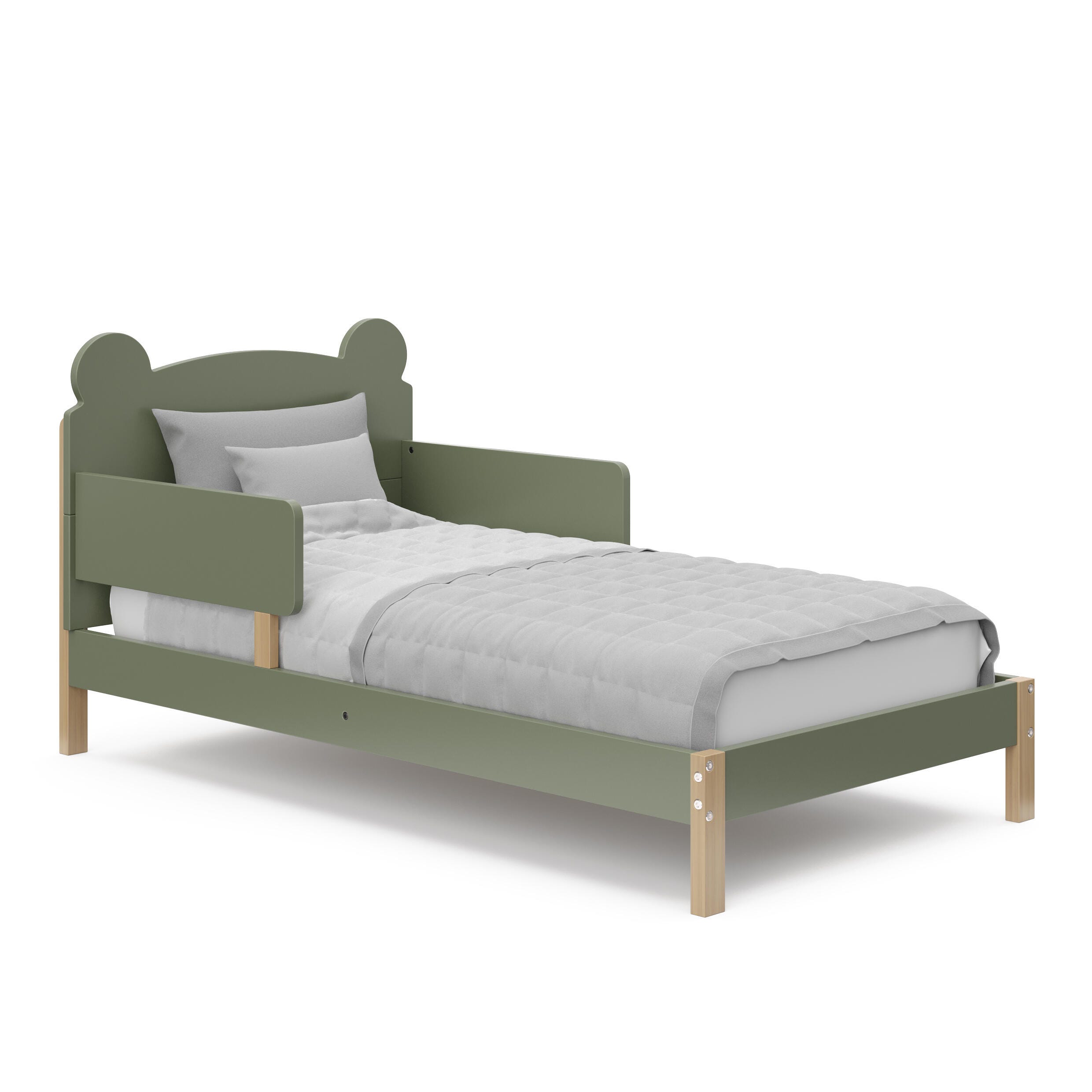 Storkcraft Teddy Bear Toddler Bed, Olive/Driftwood, large