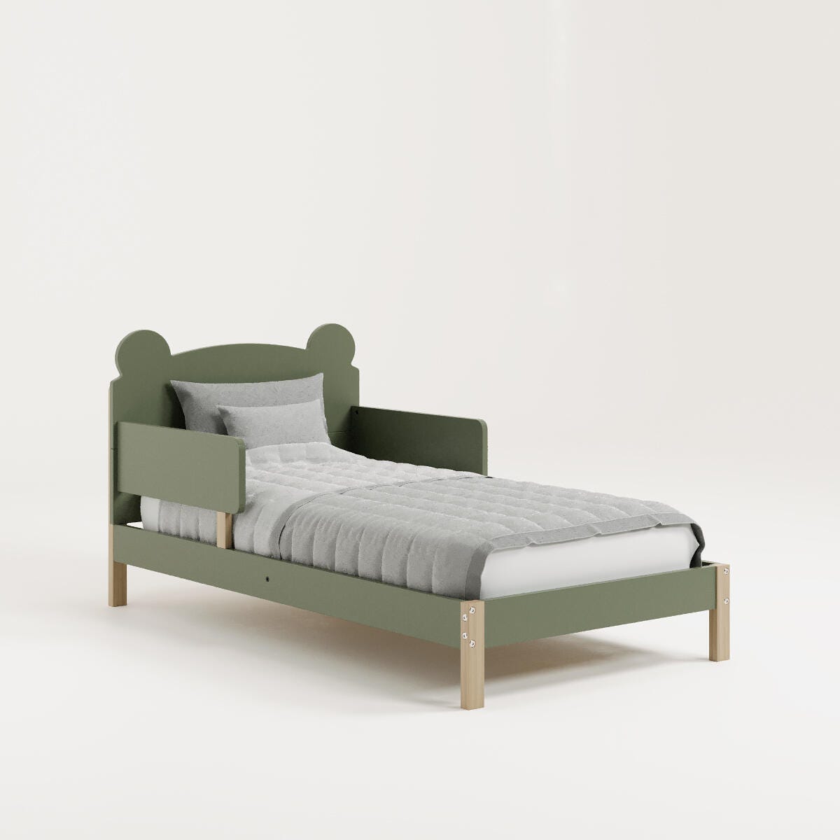 Storkcraft Teddy Bear Toddler Bed, Olive/Driftwood, large