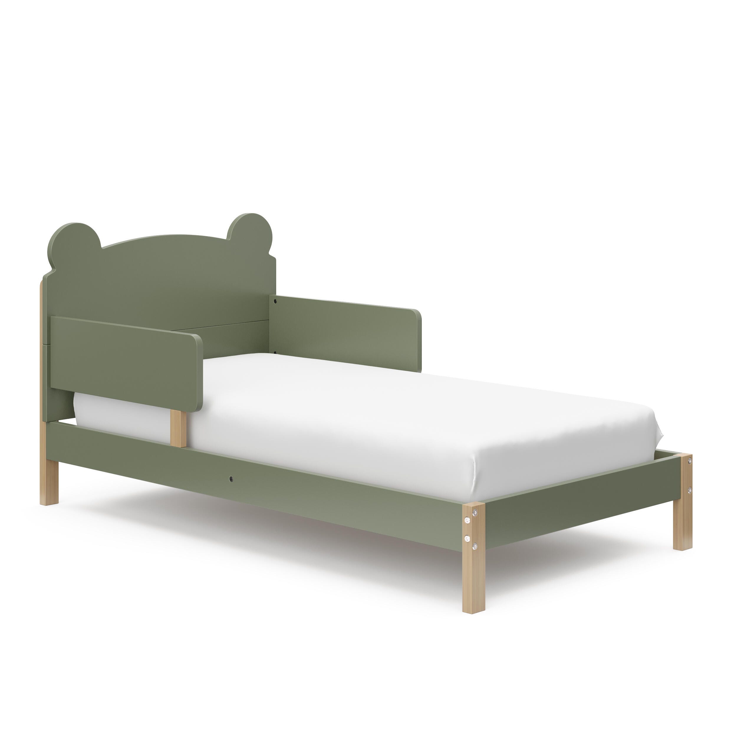 Storkcraft Teddy Bear Toddler Bed, Olive/Driftwood, large