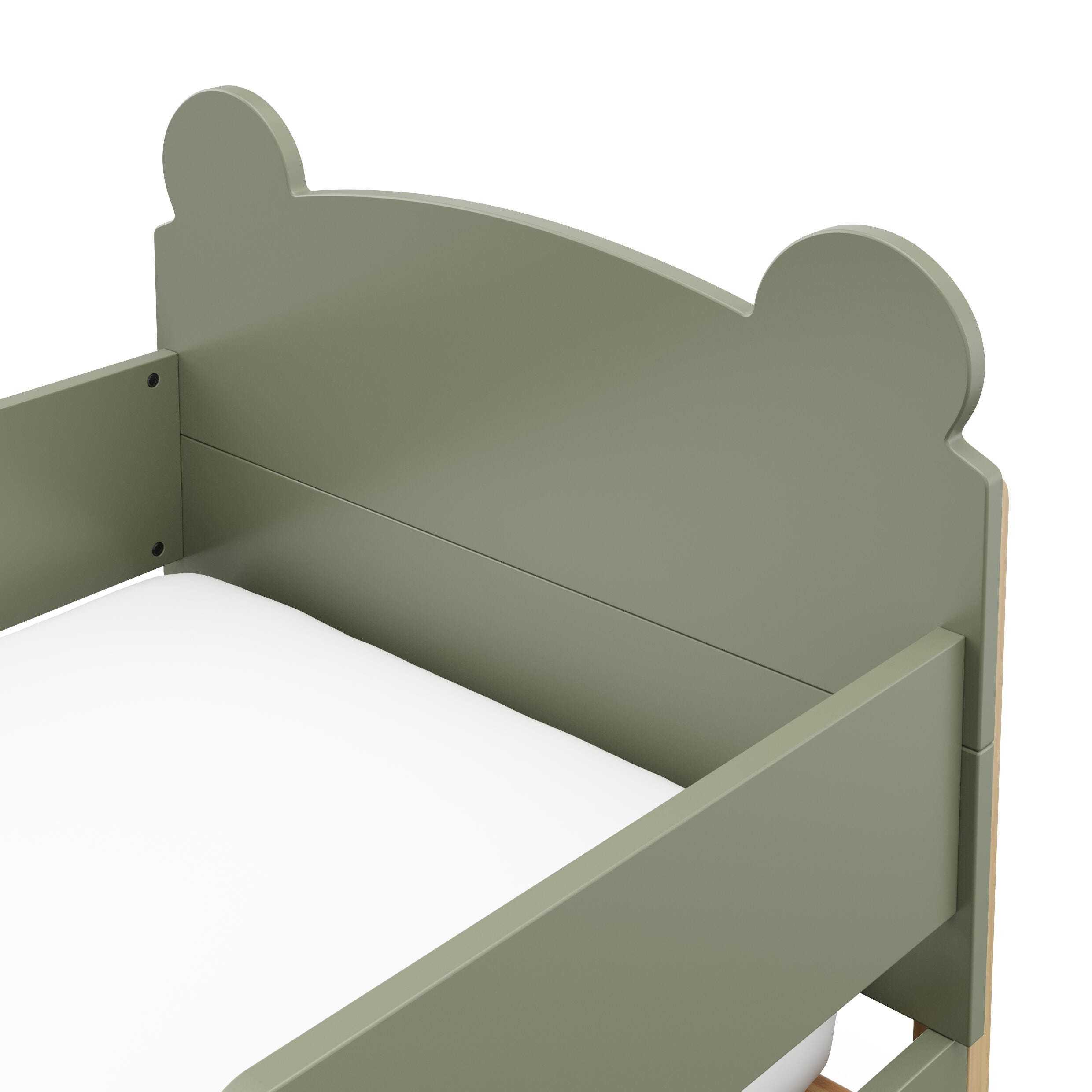 Storkcraft Teddy Bear Toddler Bed, Olive/Driftwood, large