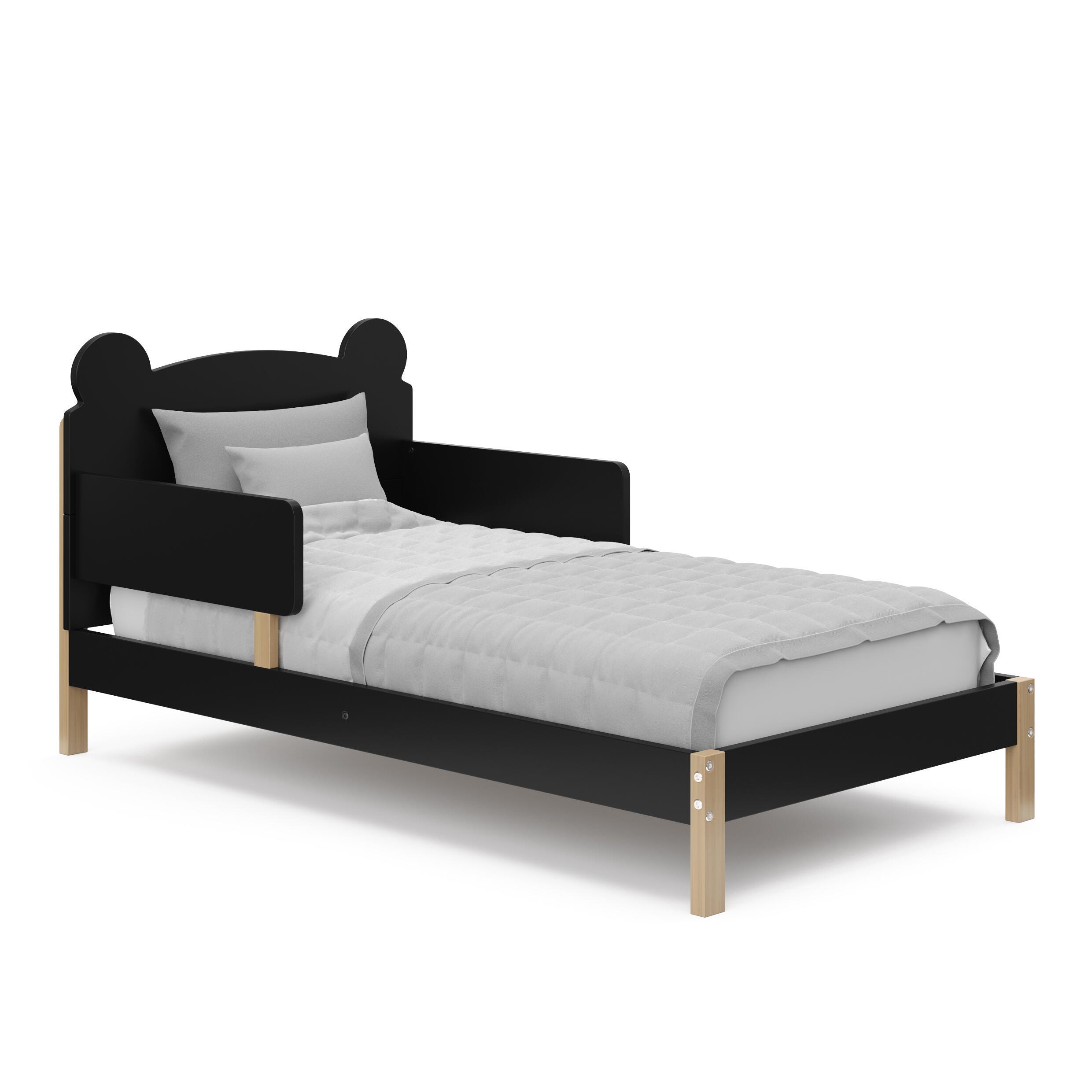 Storkcraft Teddy Bear Toddler Bed, Black/Driftwood, large