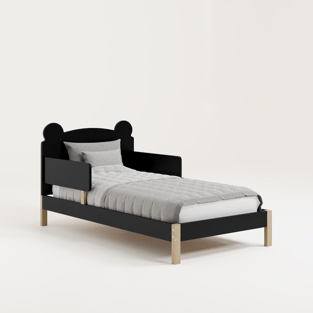 Storkcraft Teddy Bear Toddler Bed, Black/Driftwood, large