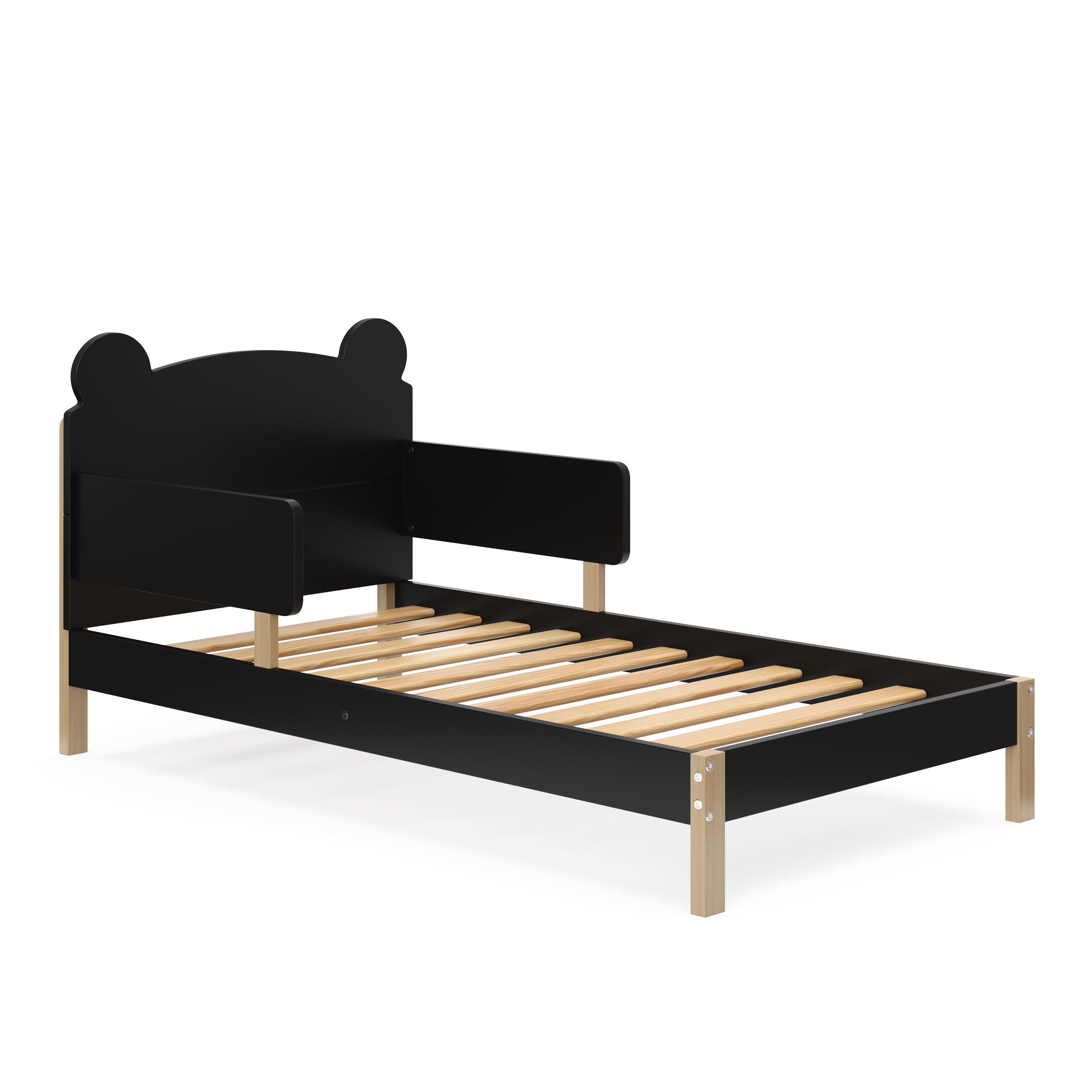 Storkcraft Teddy Bear Toddler Bed, Black/Driftwood, large