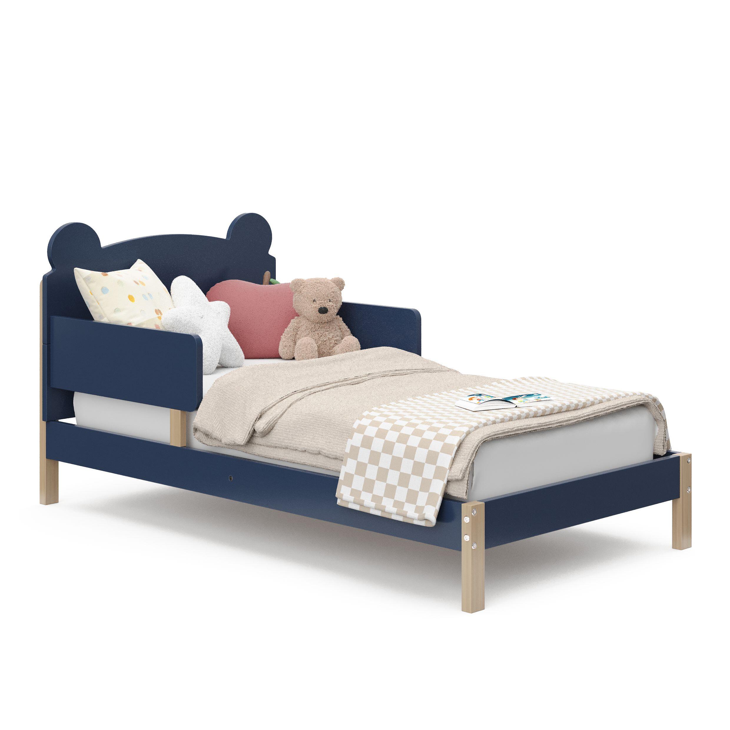 Storkcraft Teddy Bear Toddler Bed, Midnight Blue/Driftwood, large