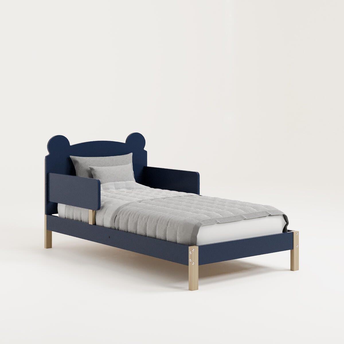 Storkcraft Teddy Bear Toddler Bed, Midnight Blue/Driftwood, large
