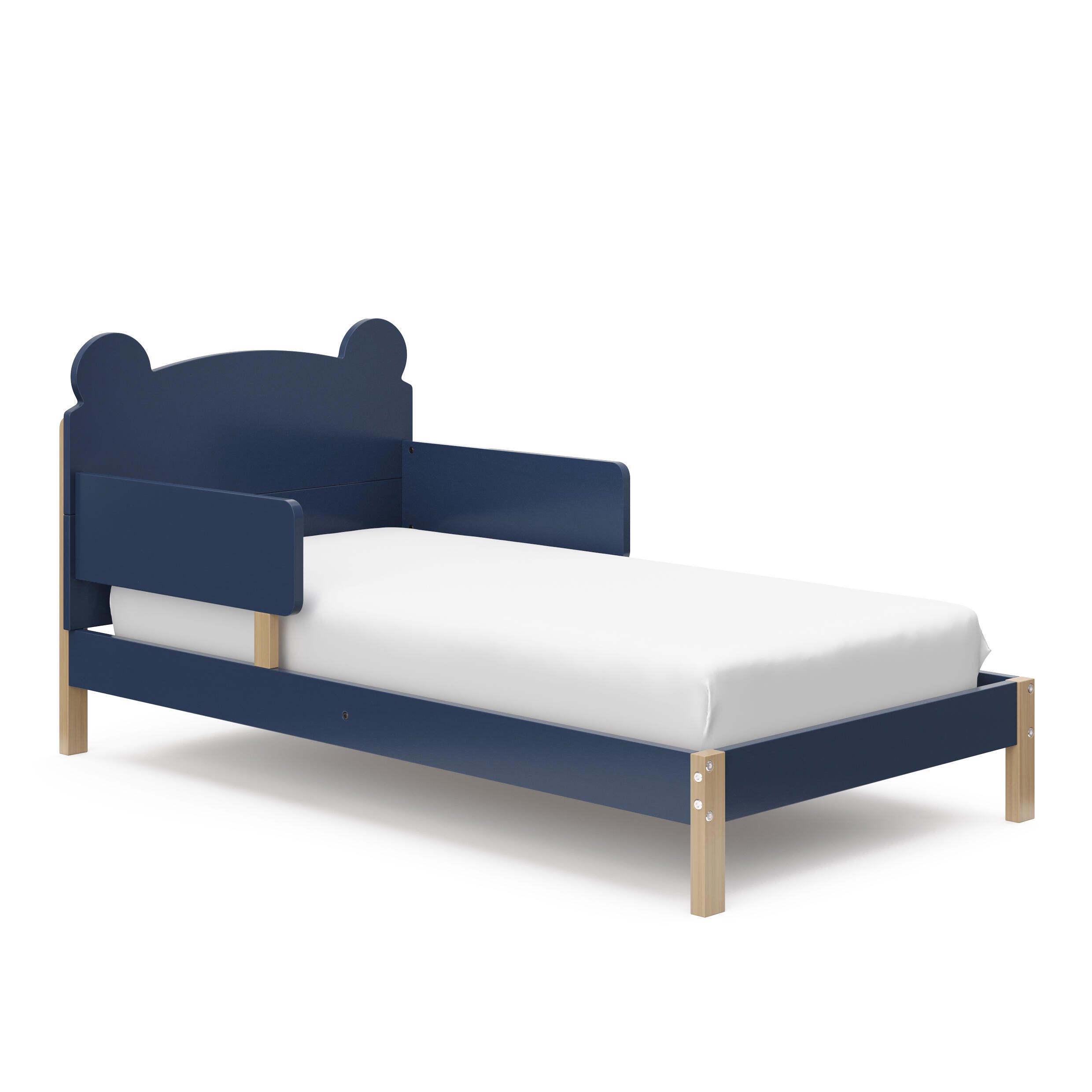 Storkcraft Teddy Bear Toddler Bed, Midnight Blue/Driftwood, large