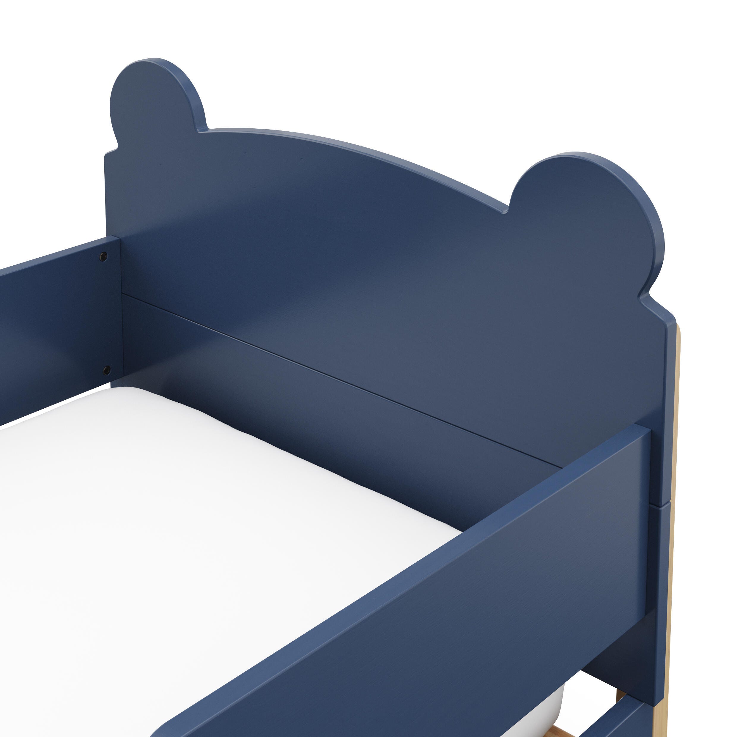 Storkcraft Teddy Bear Toddler Bed, Midnight Blue/Driftwood, large