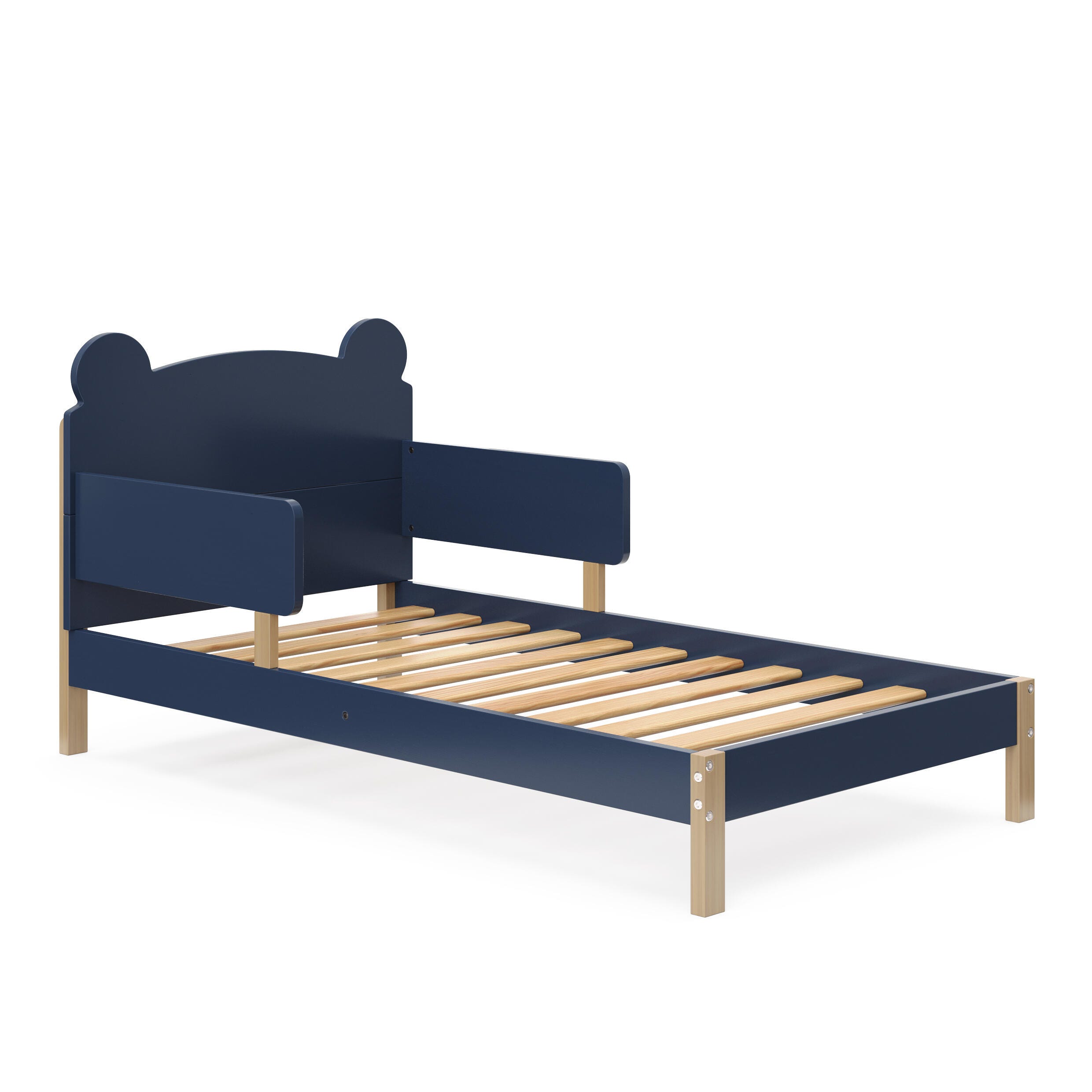 Storkcraft Teddy Bear Toddler Bed, Midnight Blue/Driftwood, large