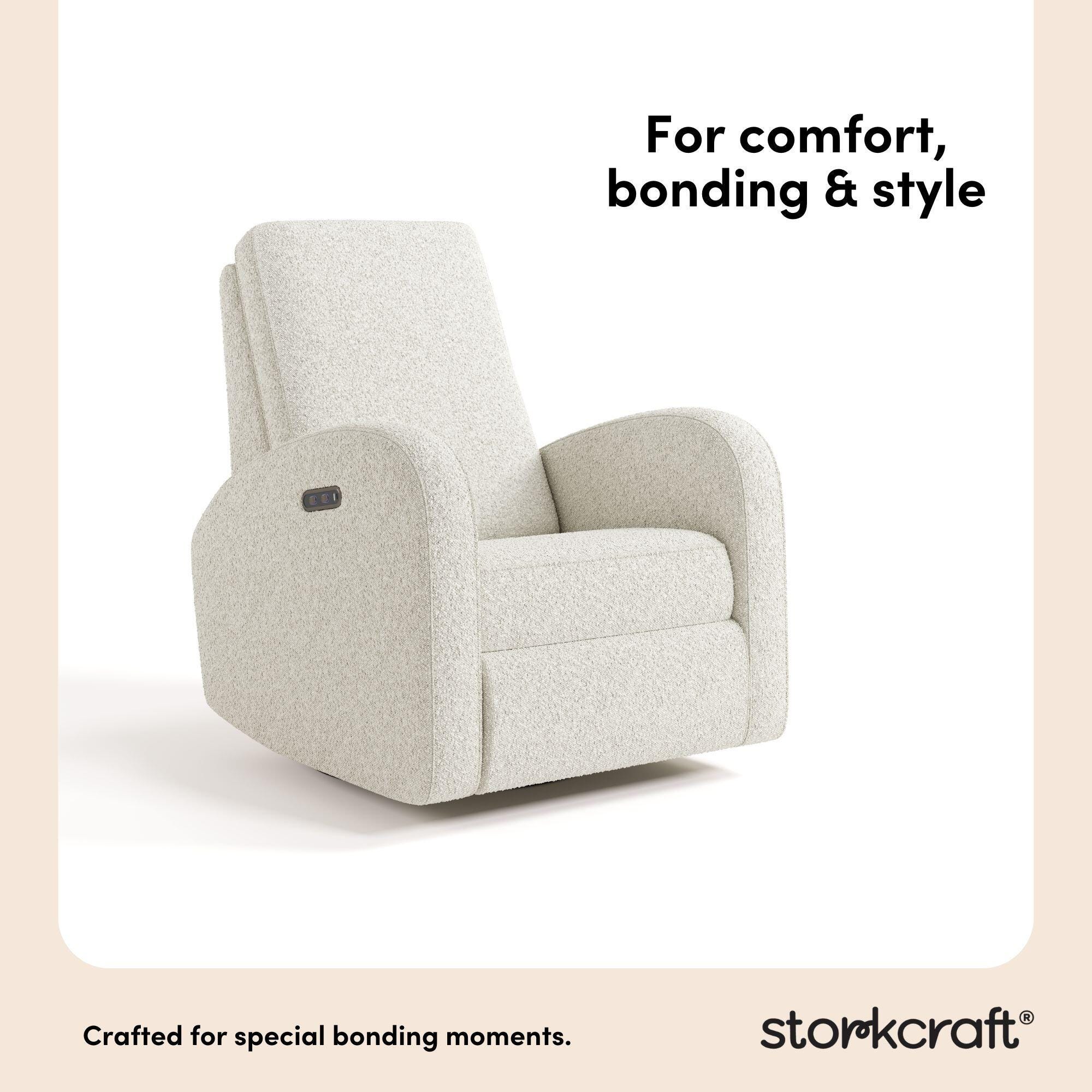 Storkcraft Santa Monica Power Recliner, Ivory, large