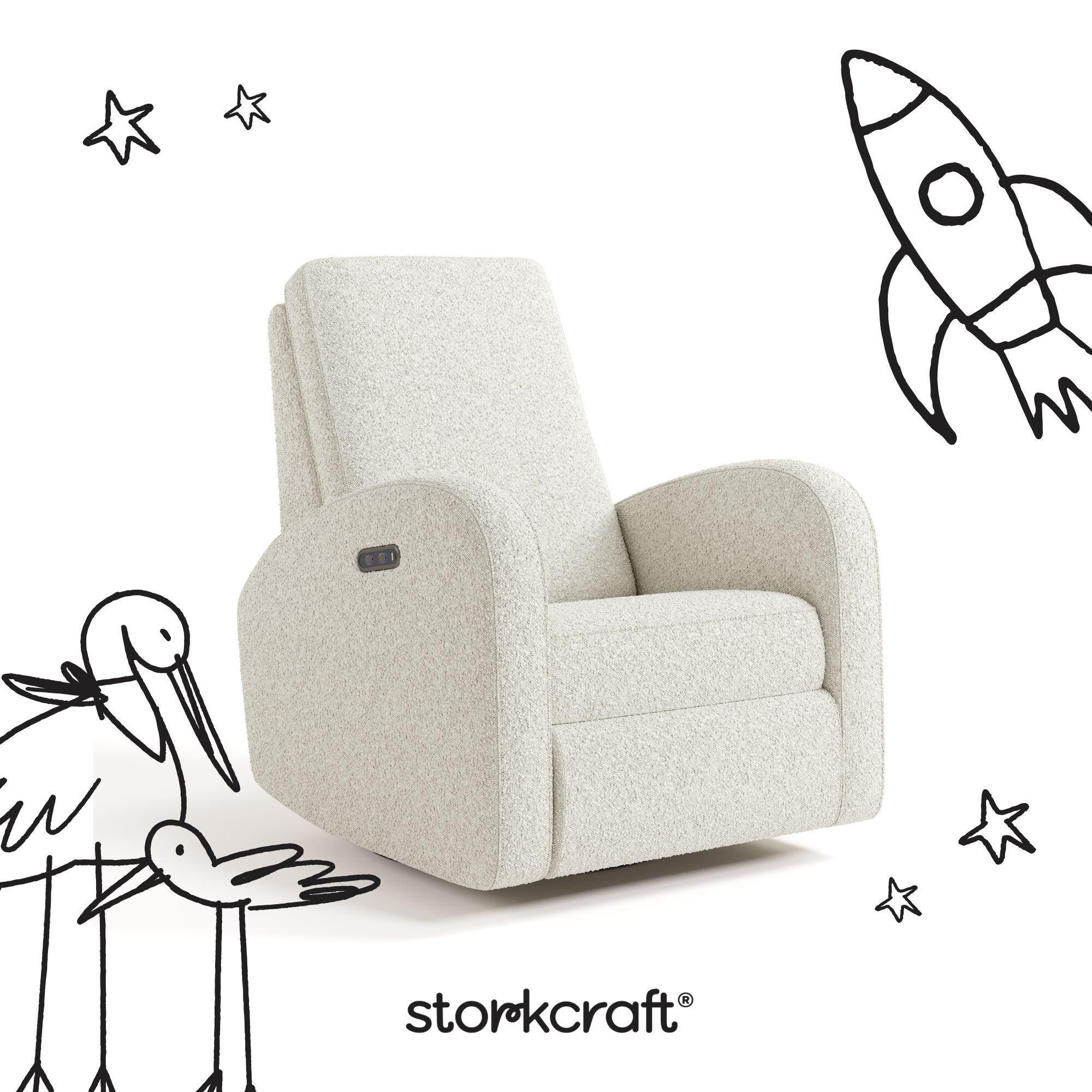 Storkcraft Santa Monica Power Recliner, Ivory, large