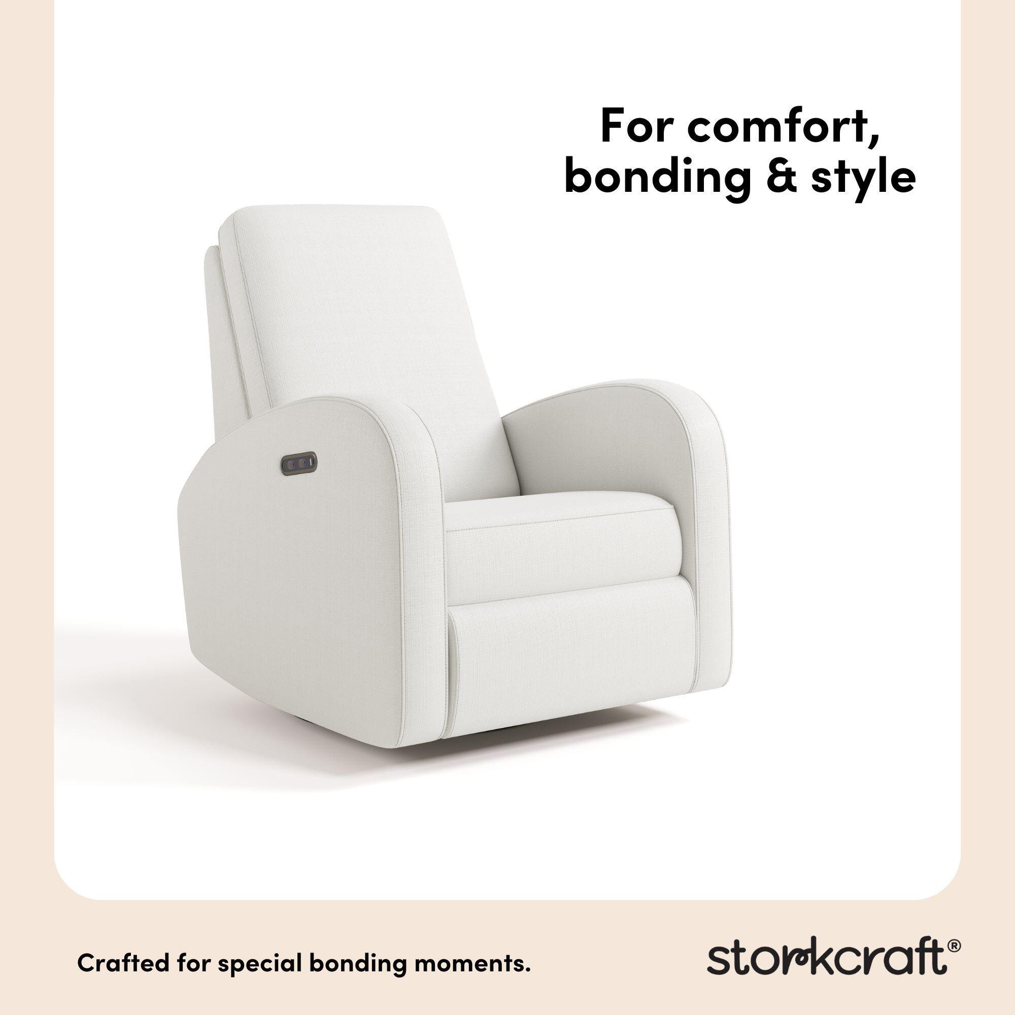 Storkcraft Santa Monica Power Recliner, Ivory Basketweave, large
