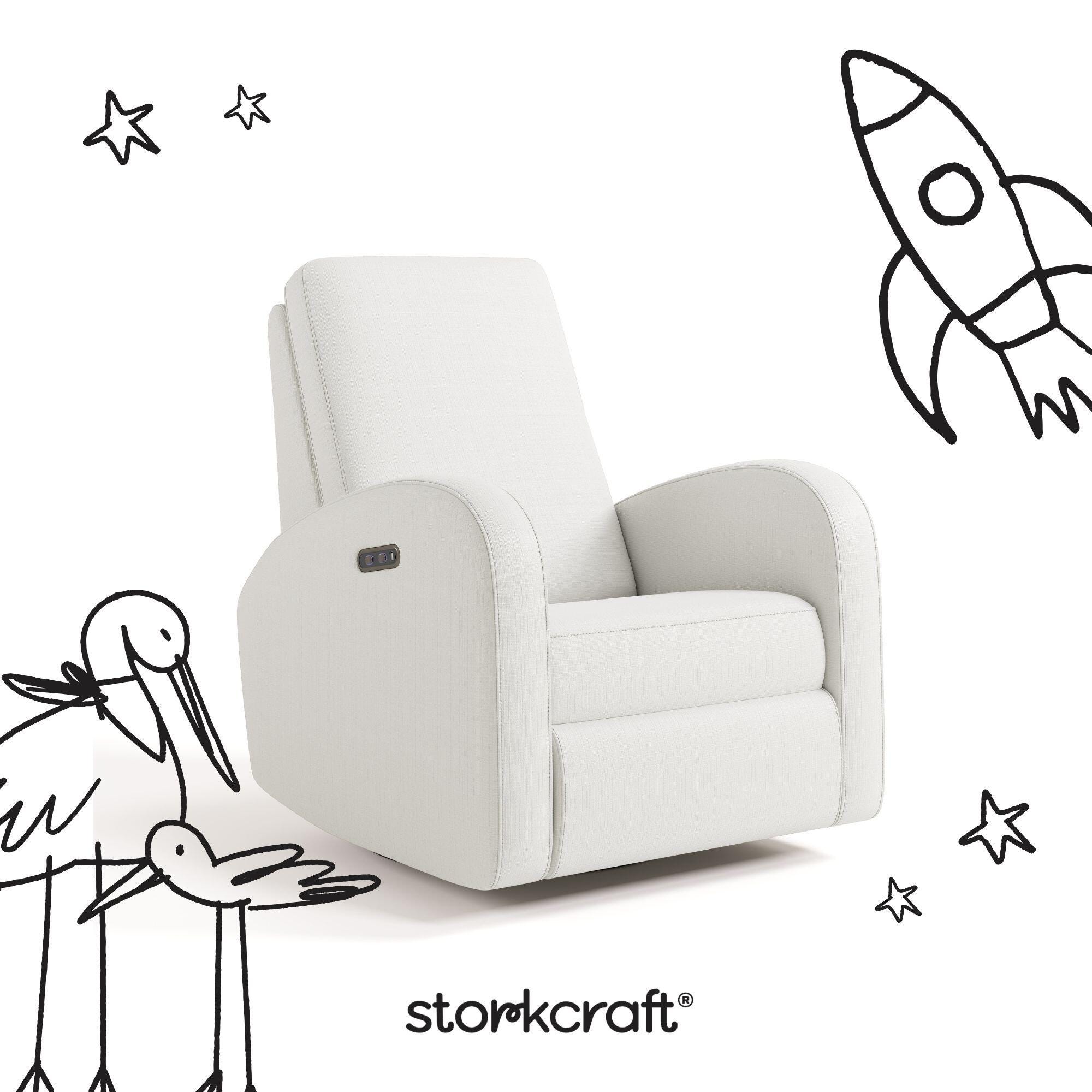 Storkcraft Santa Monica Power Recliner, Ivory Basketweave, large