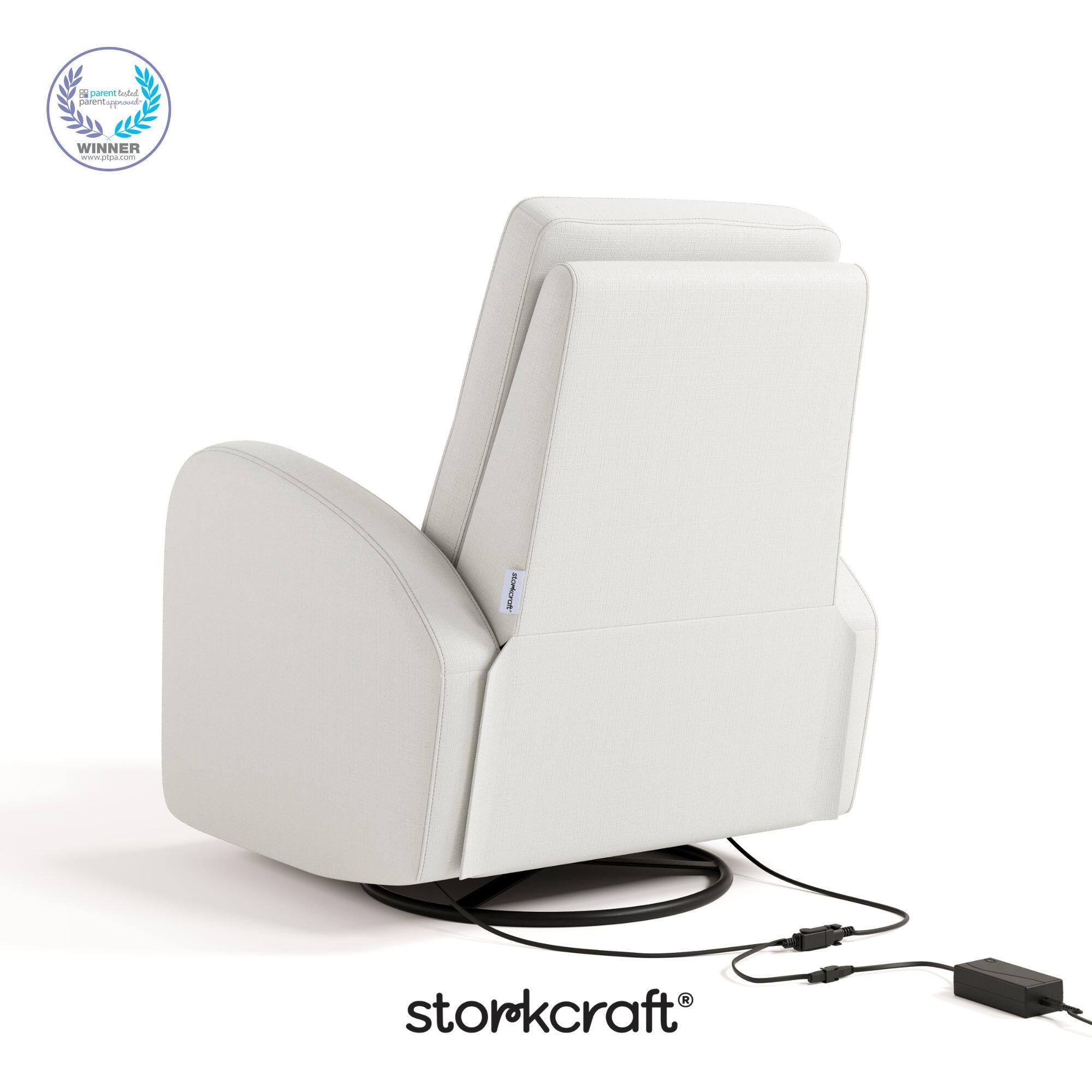Storkcraft Santa Monica Power Recliner, Ivory Basketweave, large