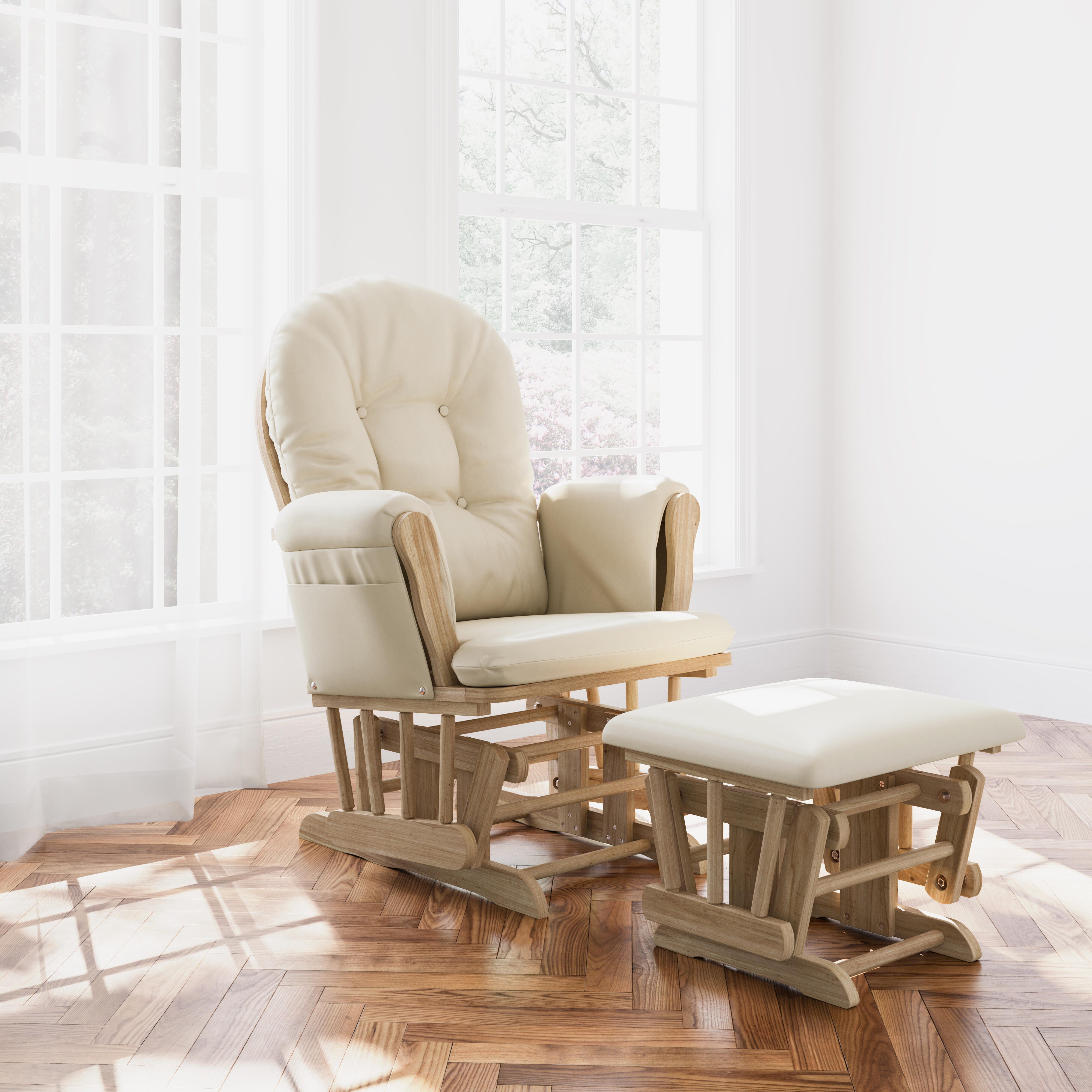 Storkcraft Hoop Glider and Ottoman, Natural/Beige, large