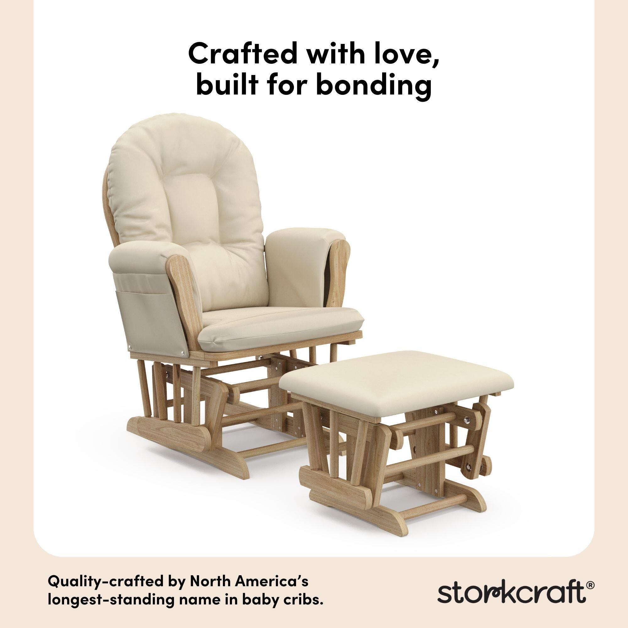 Storkcraft Hoop Glider and Ottoman, Natural/Beige, large