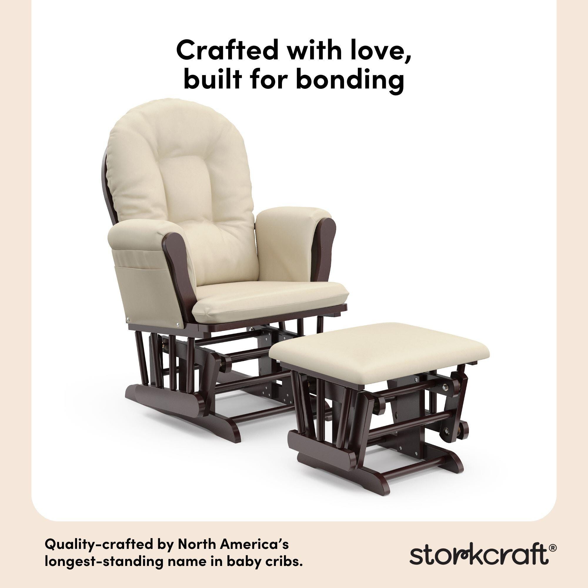 Storkcraft Hoop Glider and Ottoman, Espresso/Beige, large