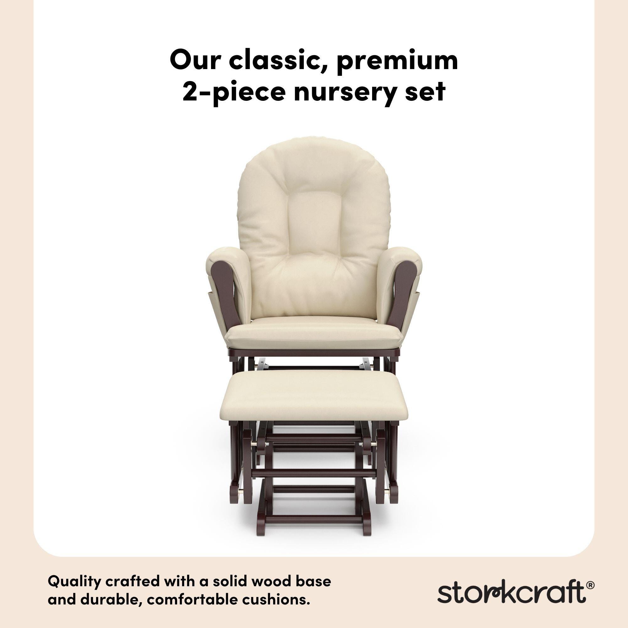 Storkcraft Hoop Glider and Ottoman, Espresso/Beige, large