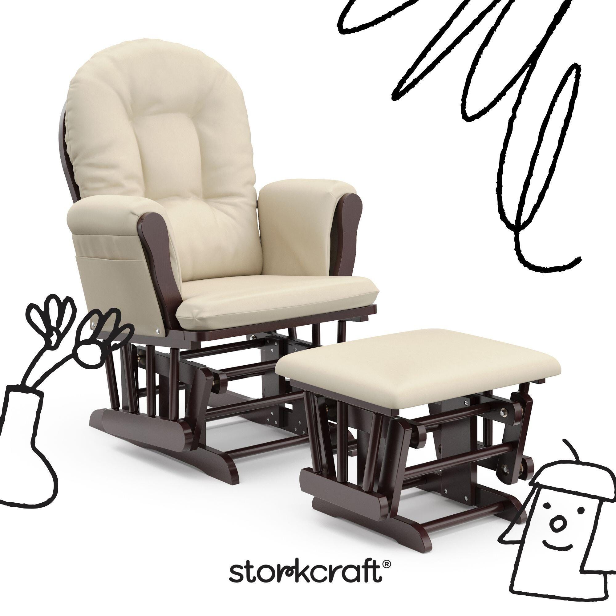 Storkcraft Hoop Glider and Ottoman, Espresso/Beige, large