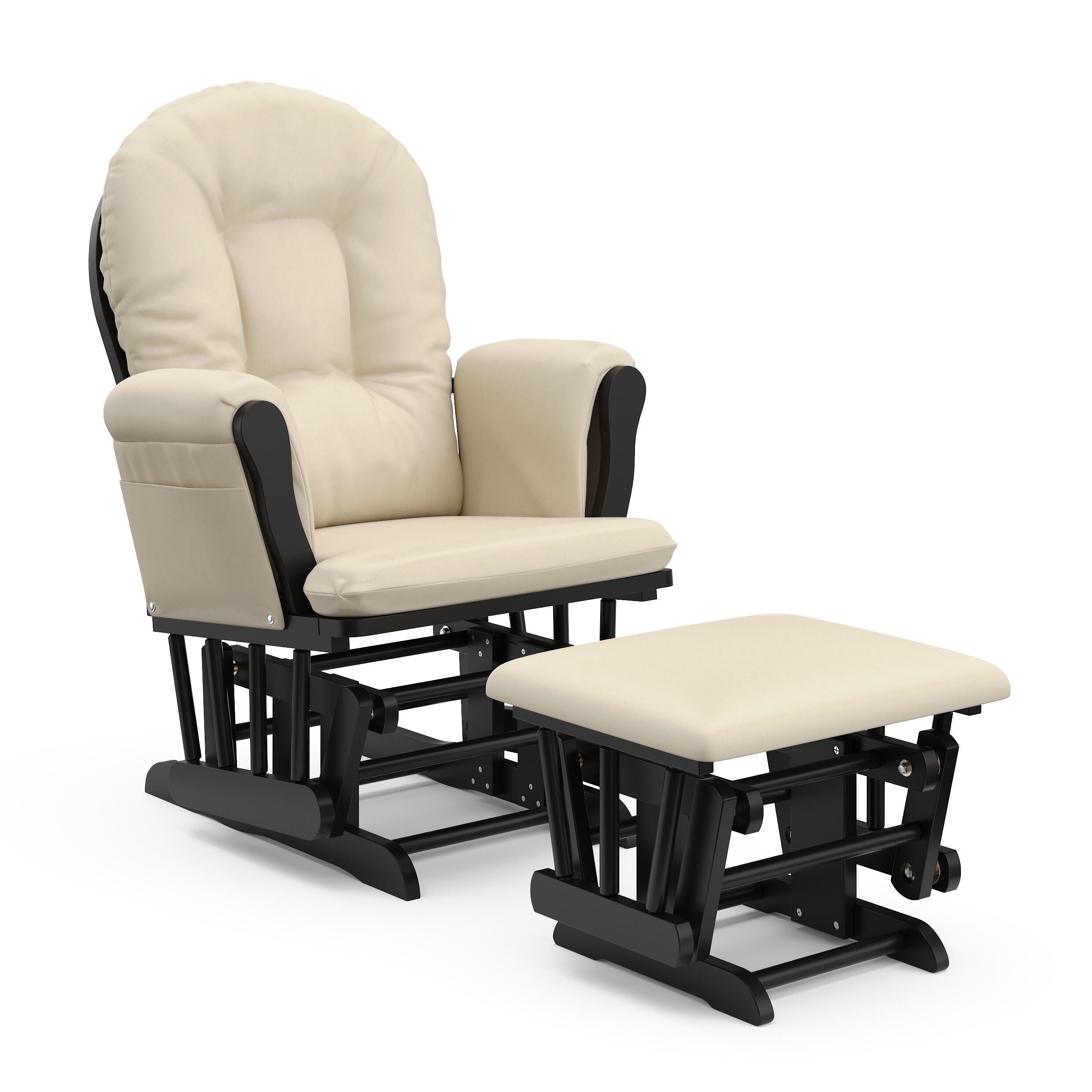 Storkcraft Hoop Glider and Ottoman, Black/Beige, large